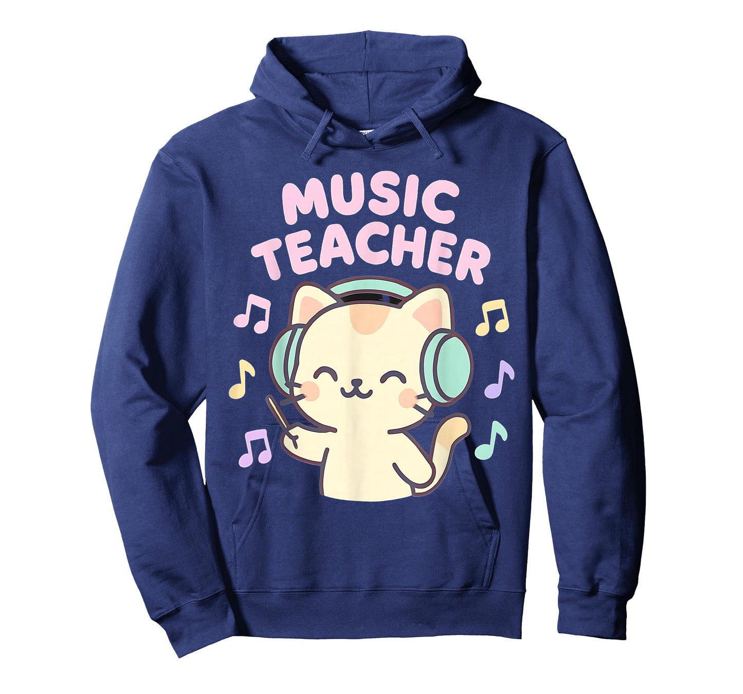 Cute Kawaii Cat Music Elementary Teacher Headphones Design T-Shirt