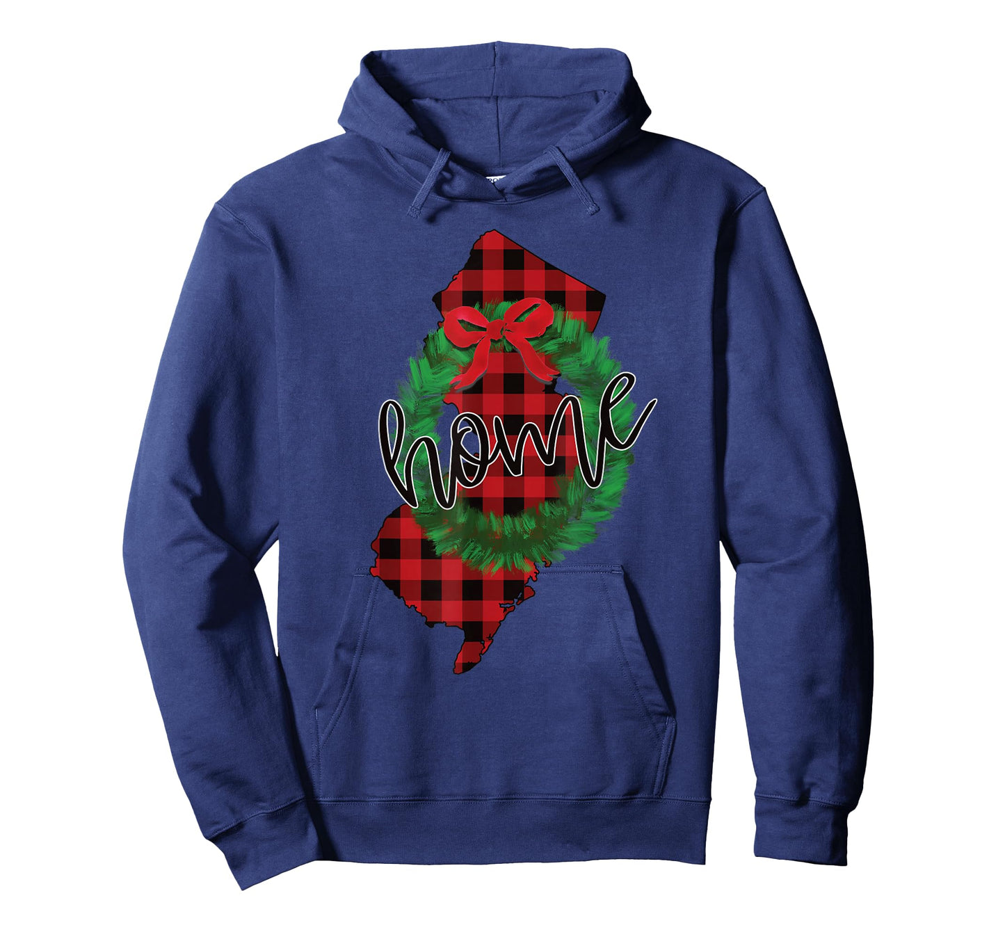 New Jersey Buffalo Plaid Christmas Home Wreath Retro T-Shirt
