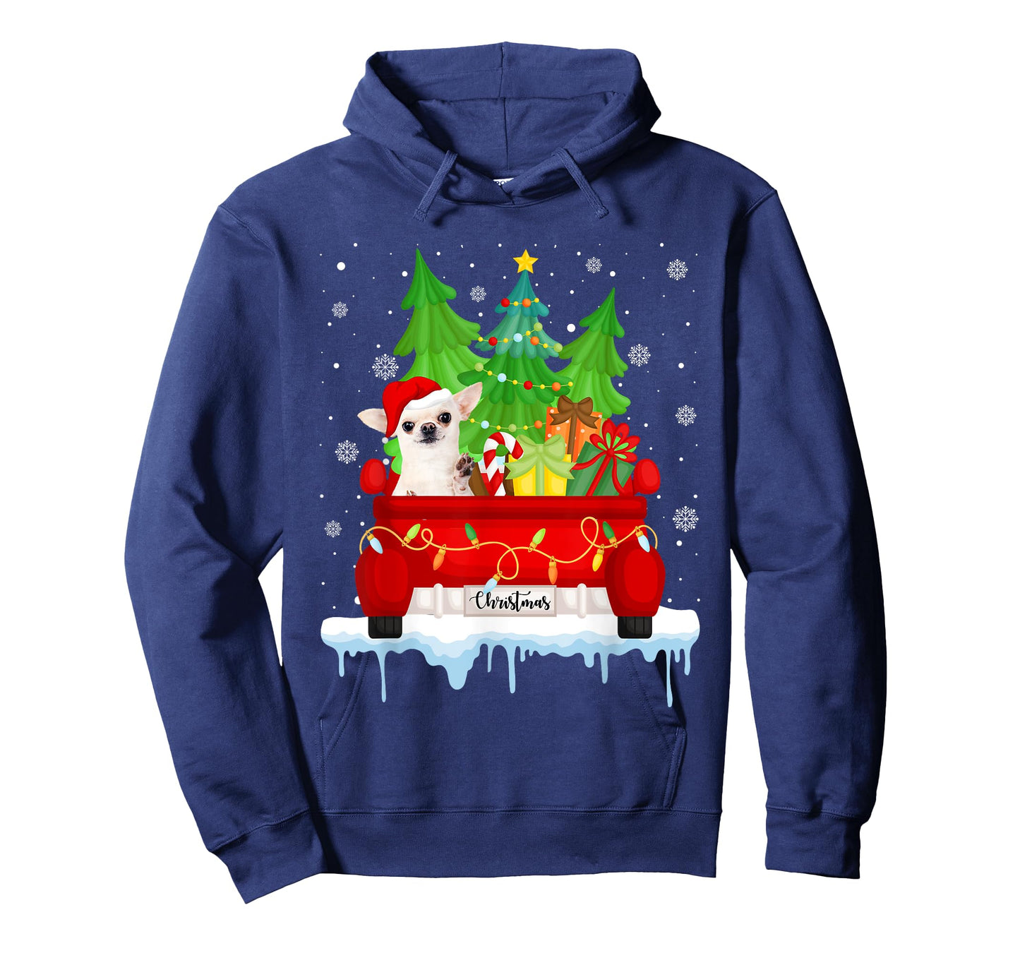 Red Truck Merry Christmas Tree Xmas Chihuahua Dog T-Shirt