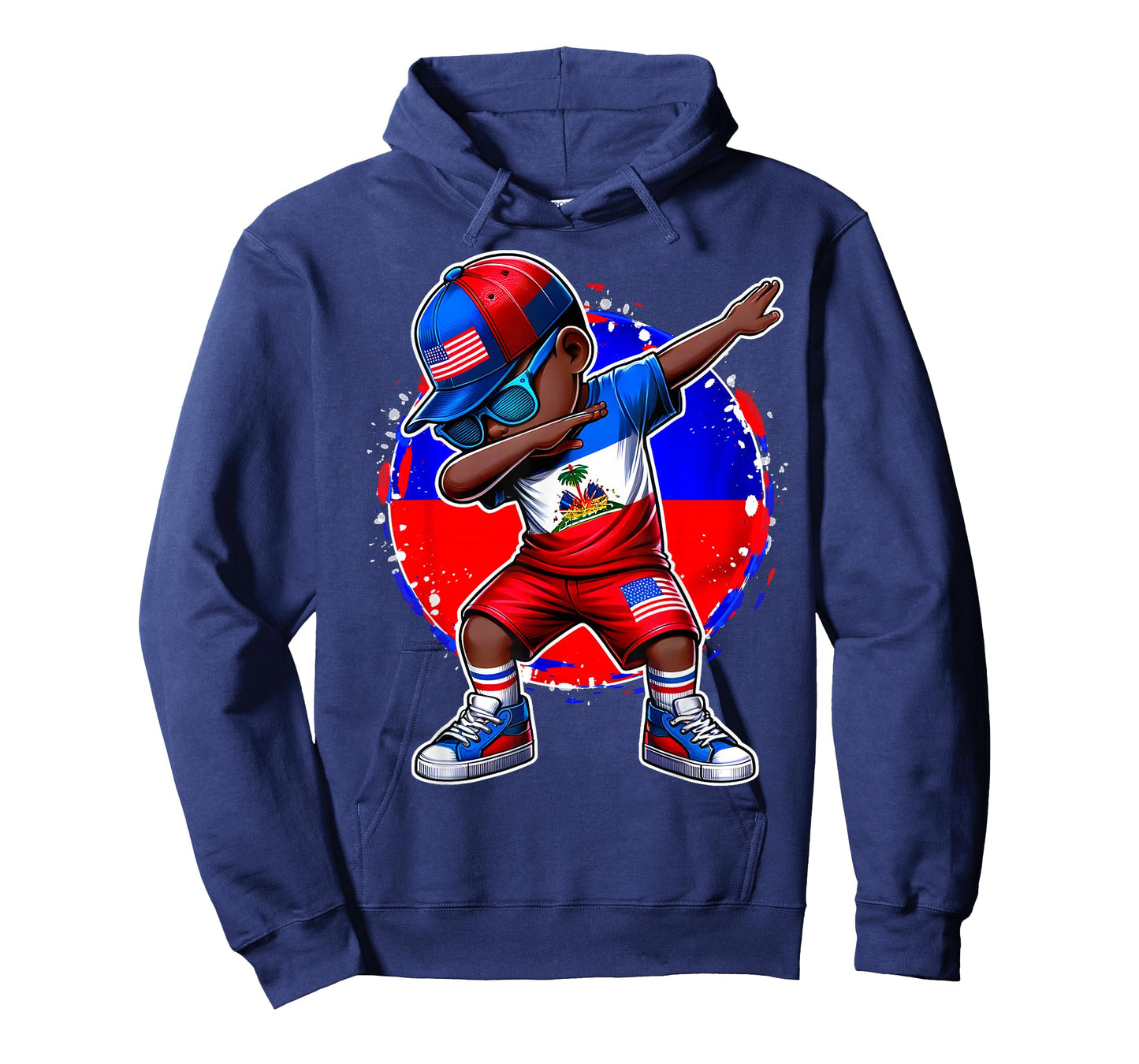 Half American Half Haitian Boy Kid Haiti Flag USA flag T-Shirt