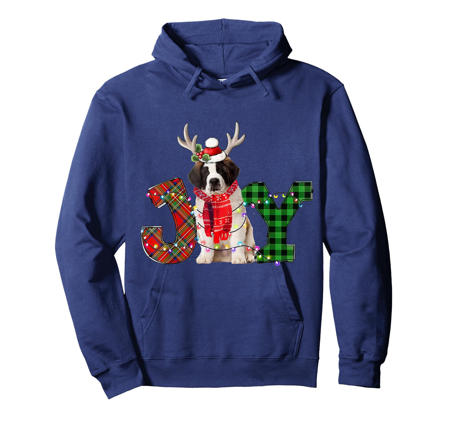 Joy Christmas Lights Saint Bernard Dog Santa Hat Pajama T-Shirt for Men Women Kids