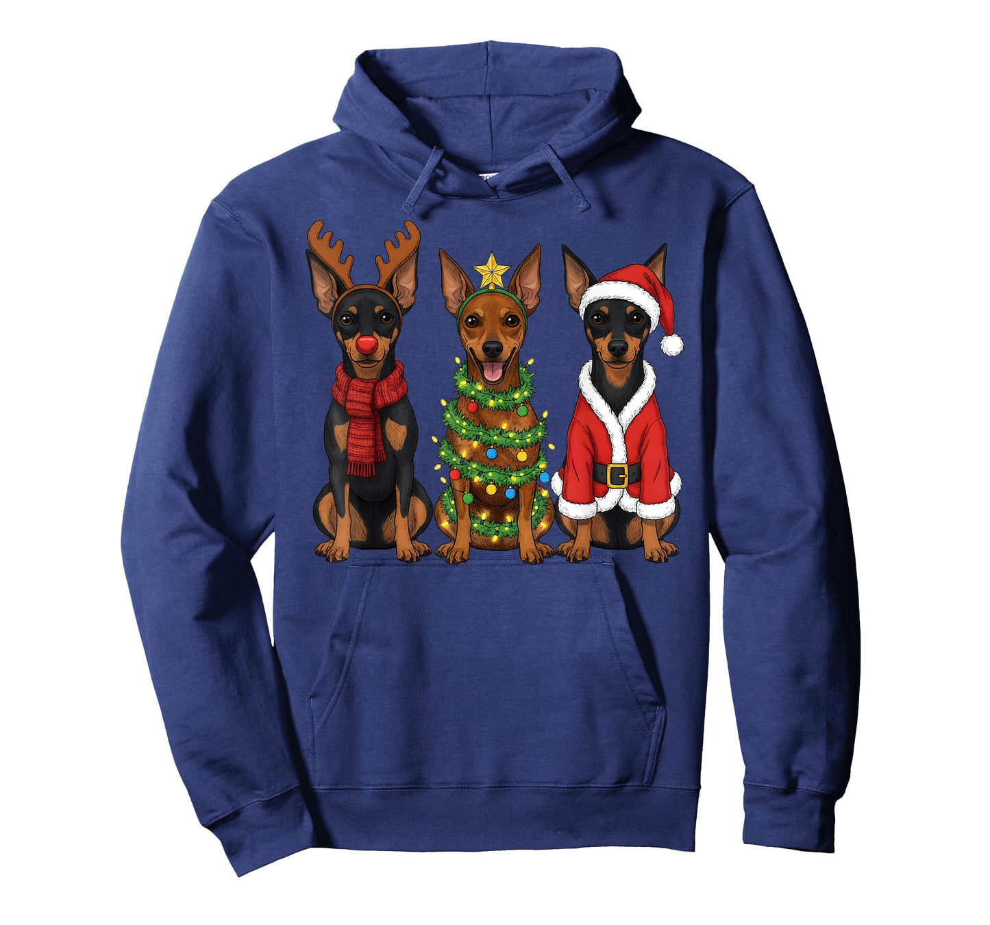 Retro Christmas Miniature Pinscher Santa Reindeer Dog Lover T-Shirt