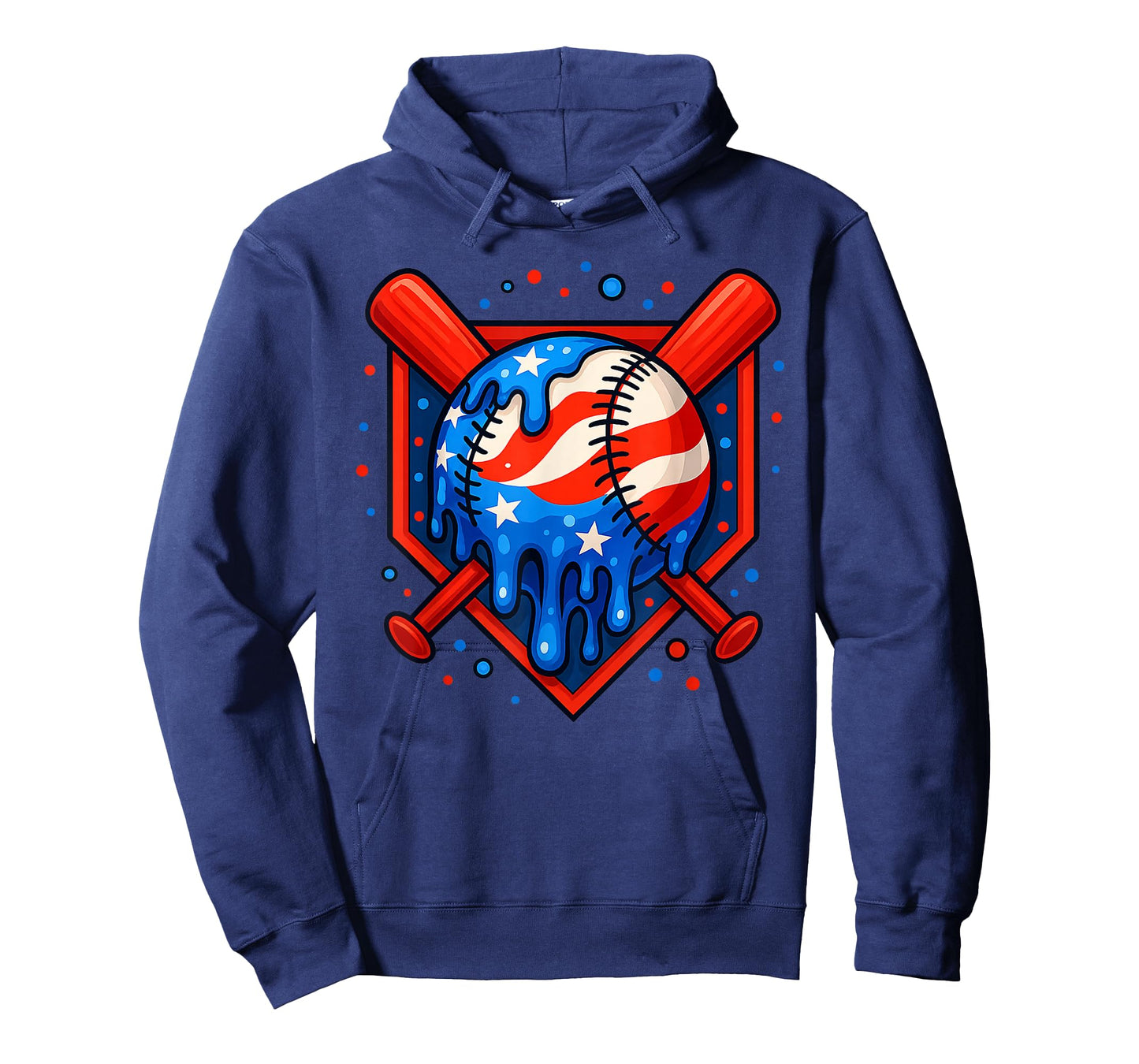 Baseball Home Plate Dripping Ice Cream Drip American Flag T-Shirt