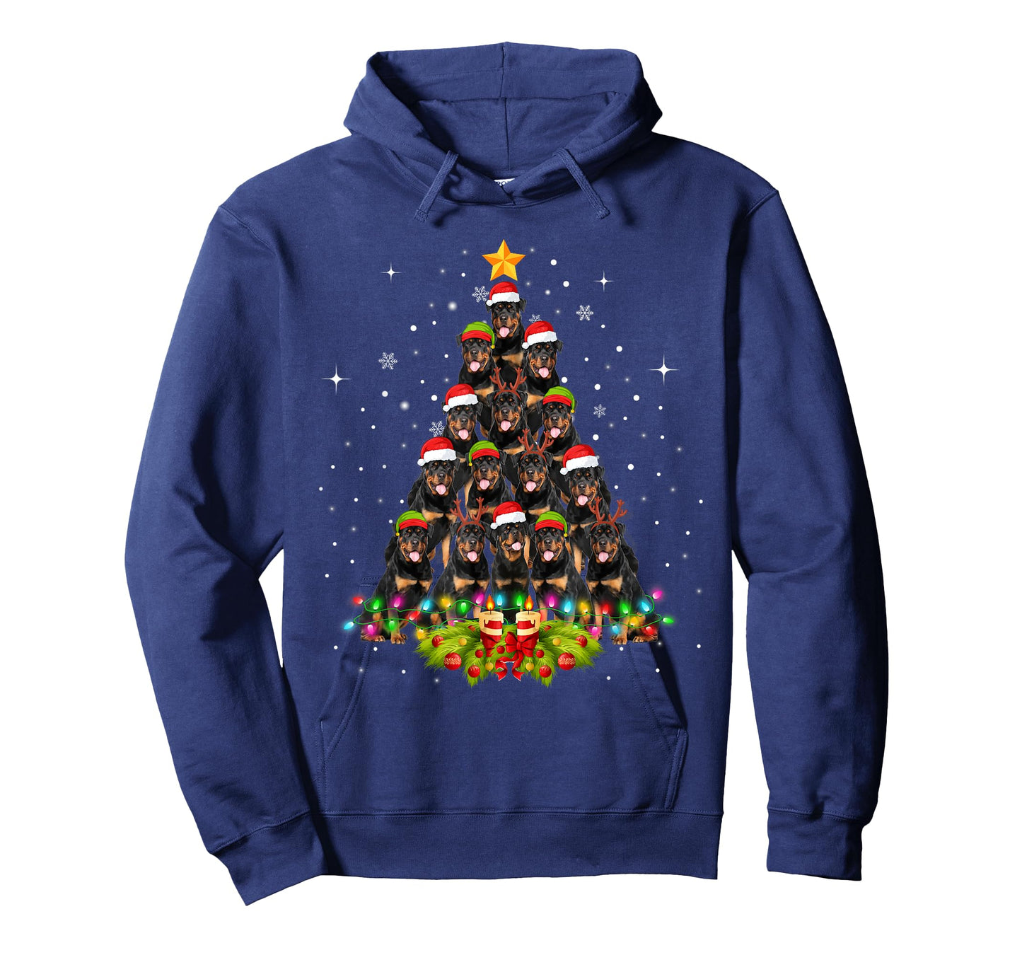 Rottweiler Dogs Tree Christmas Sweater Xmas Pet Animal Dog T-Shirt for Men Women Kids