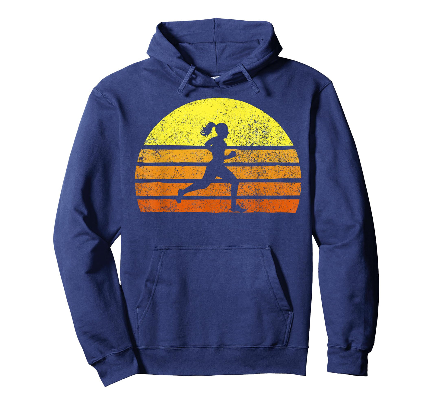 Retro Woman Running A Race Vintage Running Sunset T-Shirt