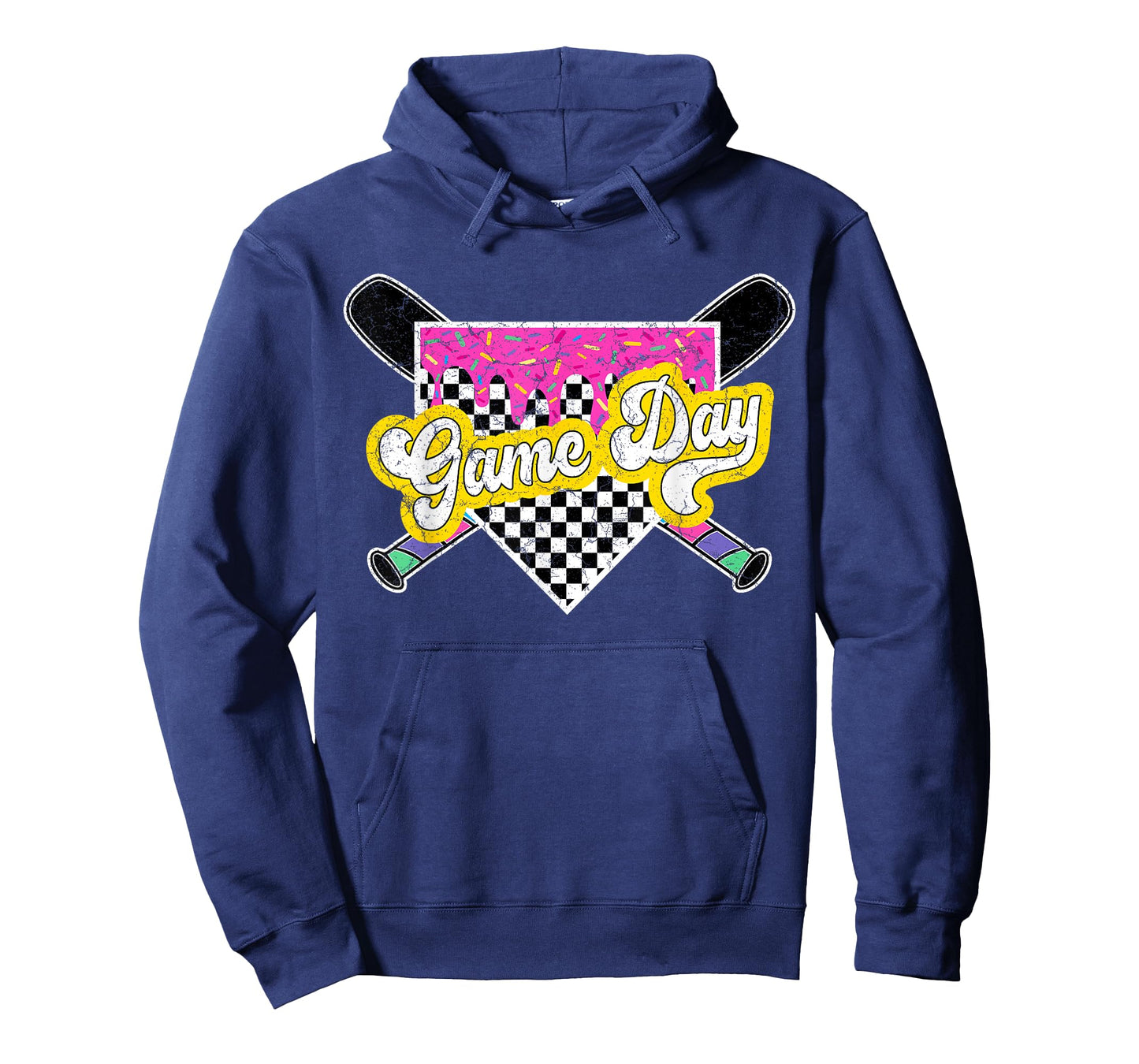 Game Day Checkered Baseball Ice Cream Drip for Boys Youth T-Shirt