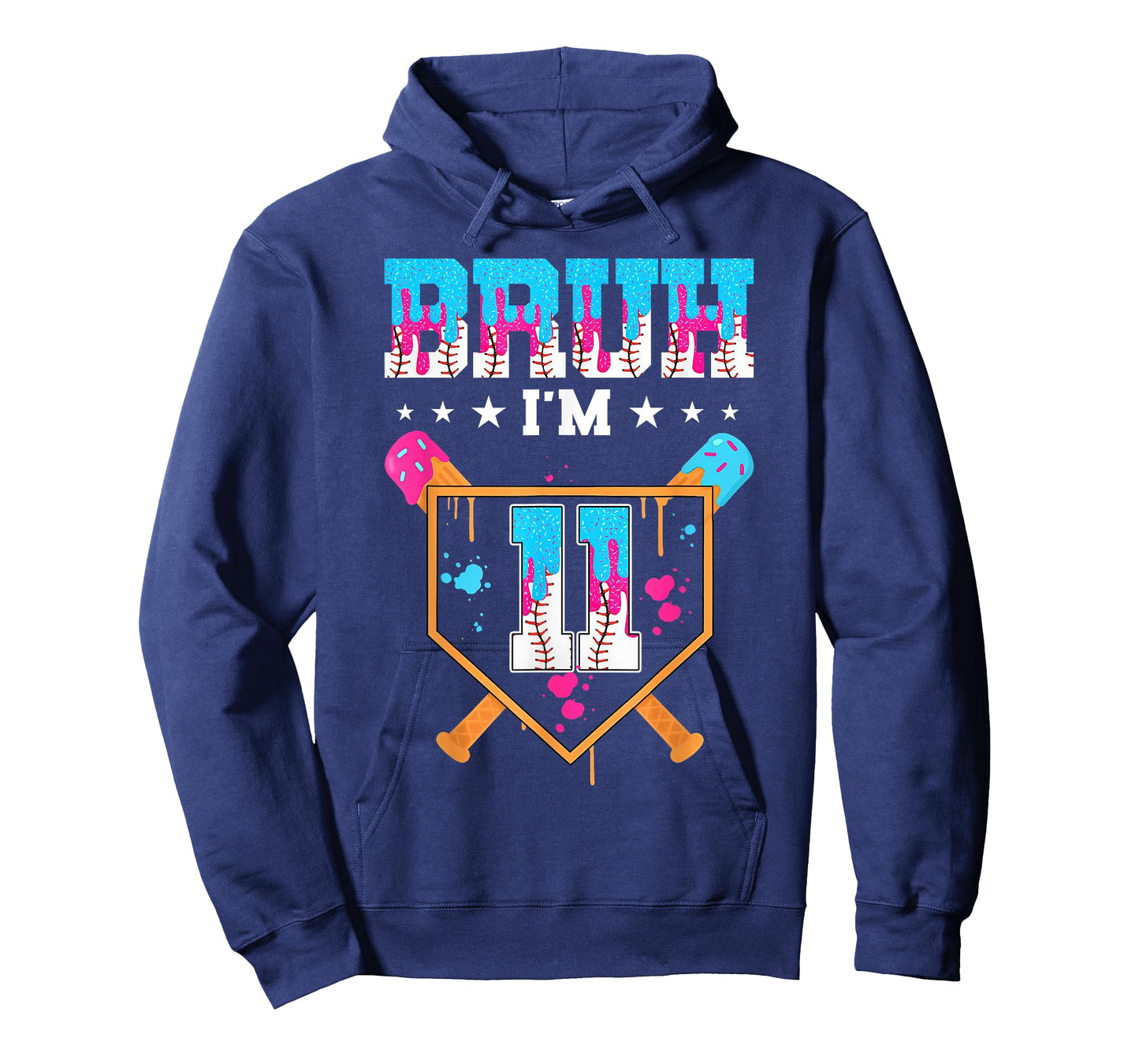 Bruh 11th Birthday Boy Baseball Ice Cream Drip 11 Year Old T-Shirt