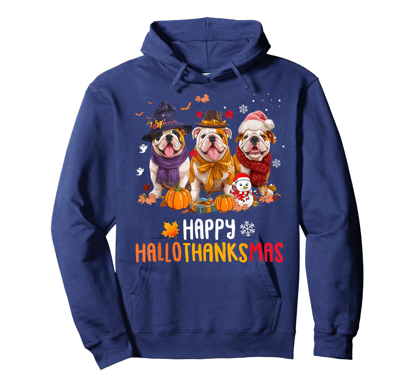 Bulldog Dog Christmas Happy Hallothankmas Thanksgiving T-Shirt
