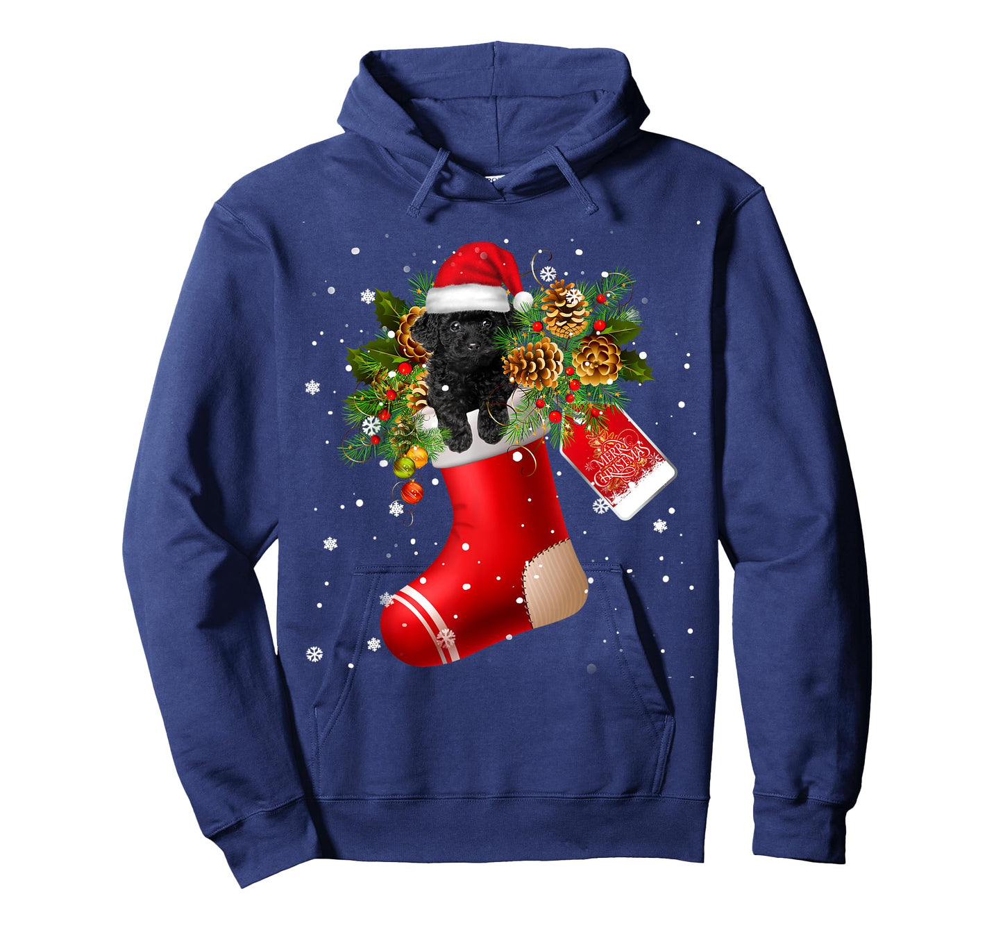 Santa Black Toy Poodle In Christmas Sock Pajama T-Shirt