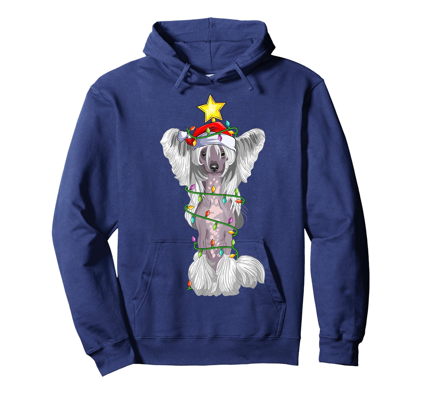 Lighting Xmas Tree Matching Santa Chinese Crested Christmas T-Shirt