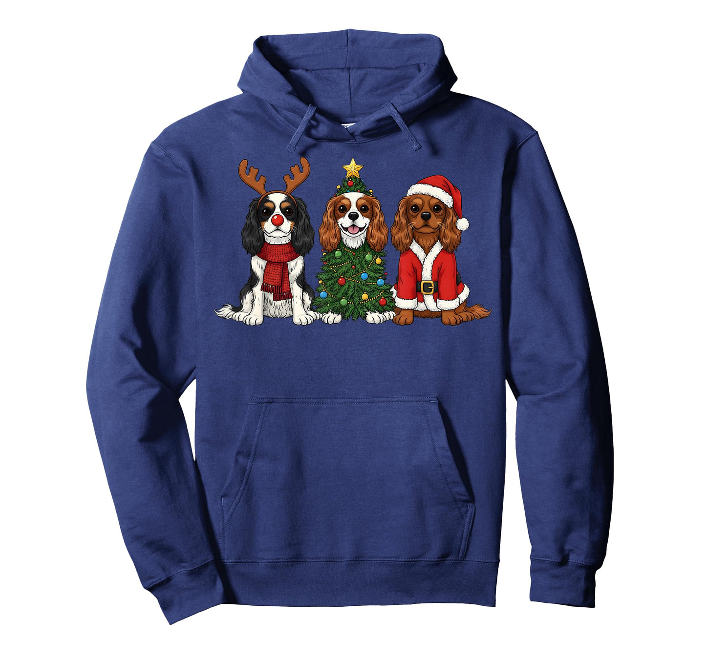 Christmas Cavalier King Charles Spaniel Santa Reindeer Dog T-Shirt