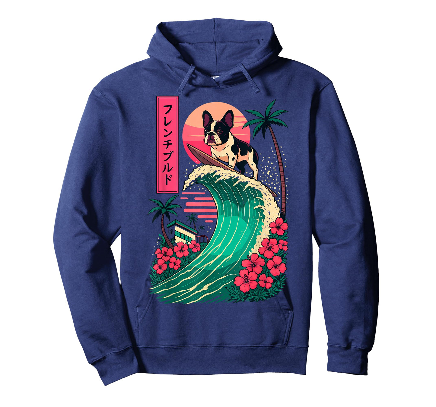 French Bulldog Surfing Japanese T-Shirt