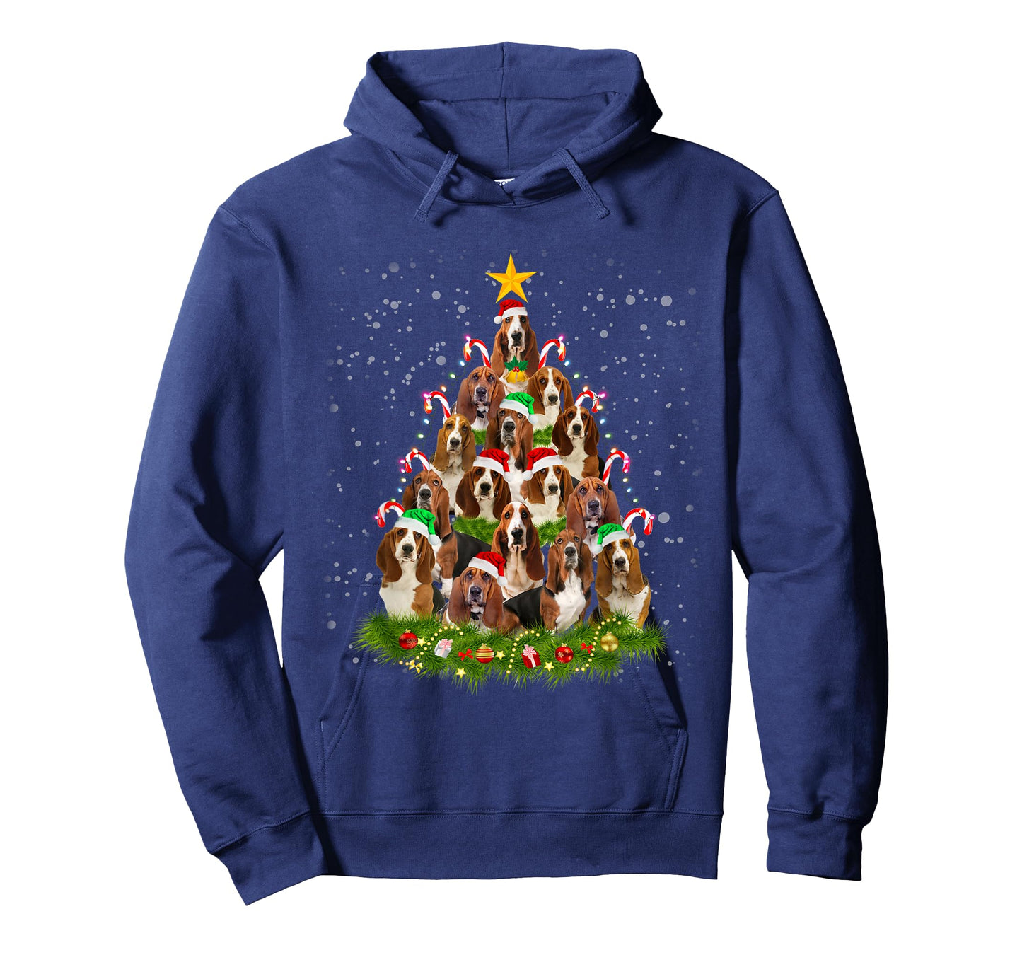 Basset Hound Merry Christmas Tree Light Pajama Basset Hound T-Shirt