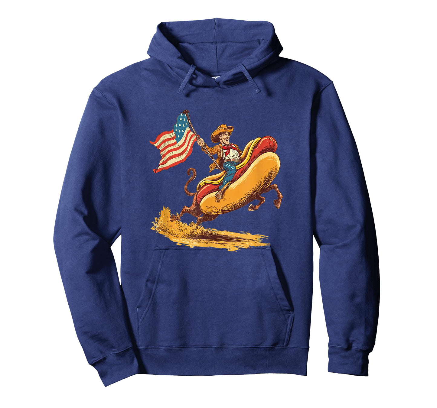 Funny Hotdog with Cowboy for Riding and US Colors T-Shirt