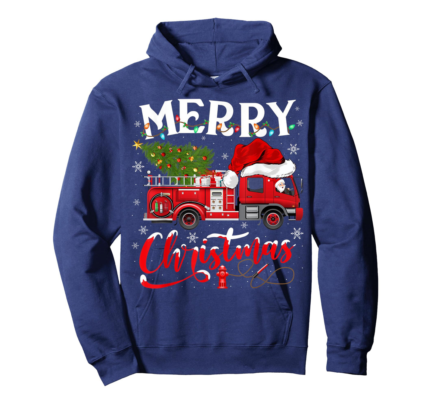 Fire Truck Xmas Tree Fireman Firefighter Merry Christmas T-Shirt