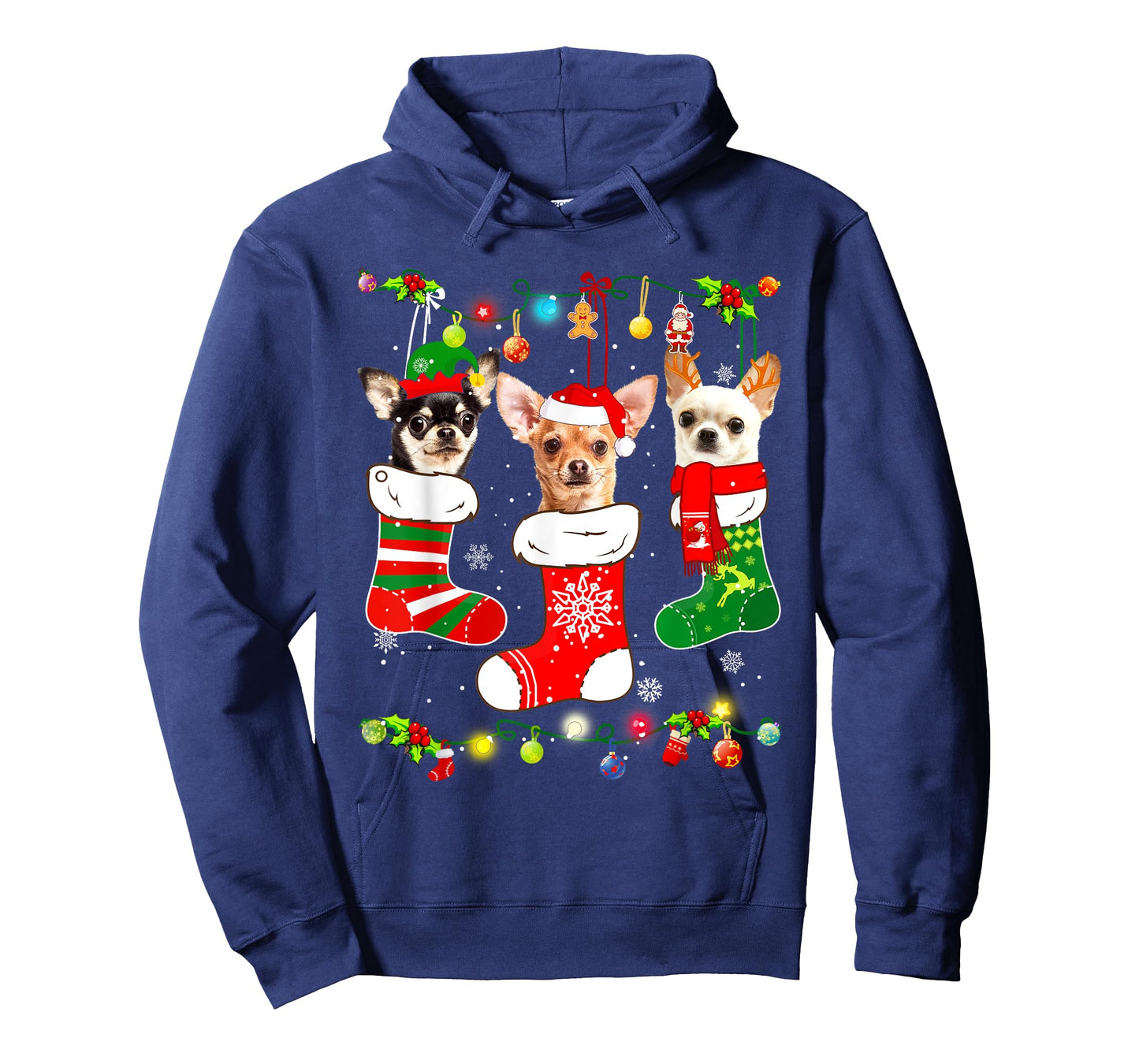 Chihuahua Christmas Lights Gift Funny Xmas Dog Lover T-Shirt