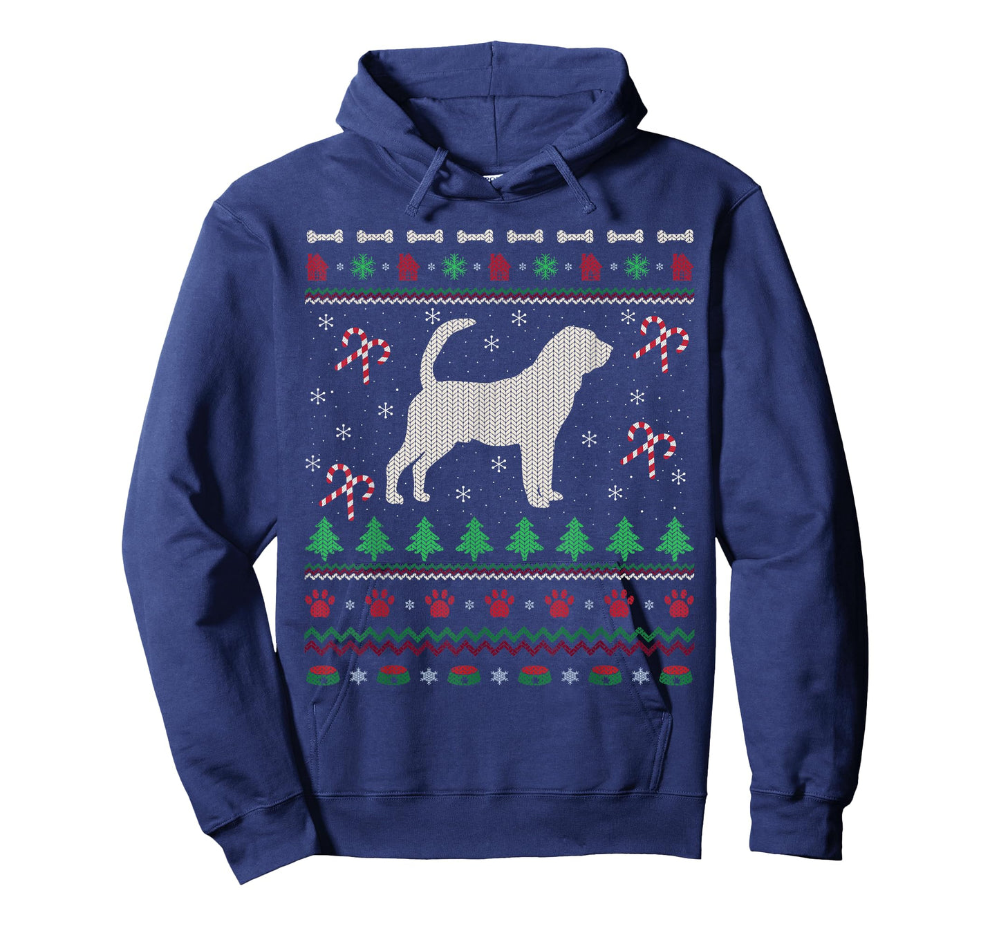 Ugly Xmas Sweater Style Santa Bloodhound Dog Christmas T-Shirt
