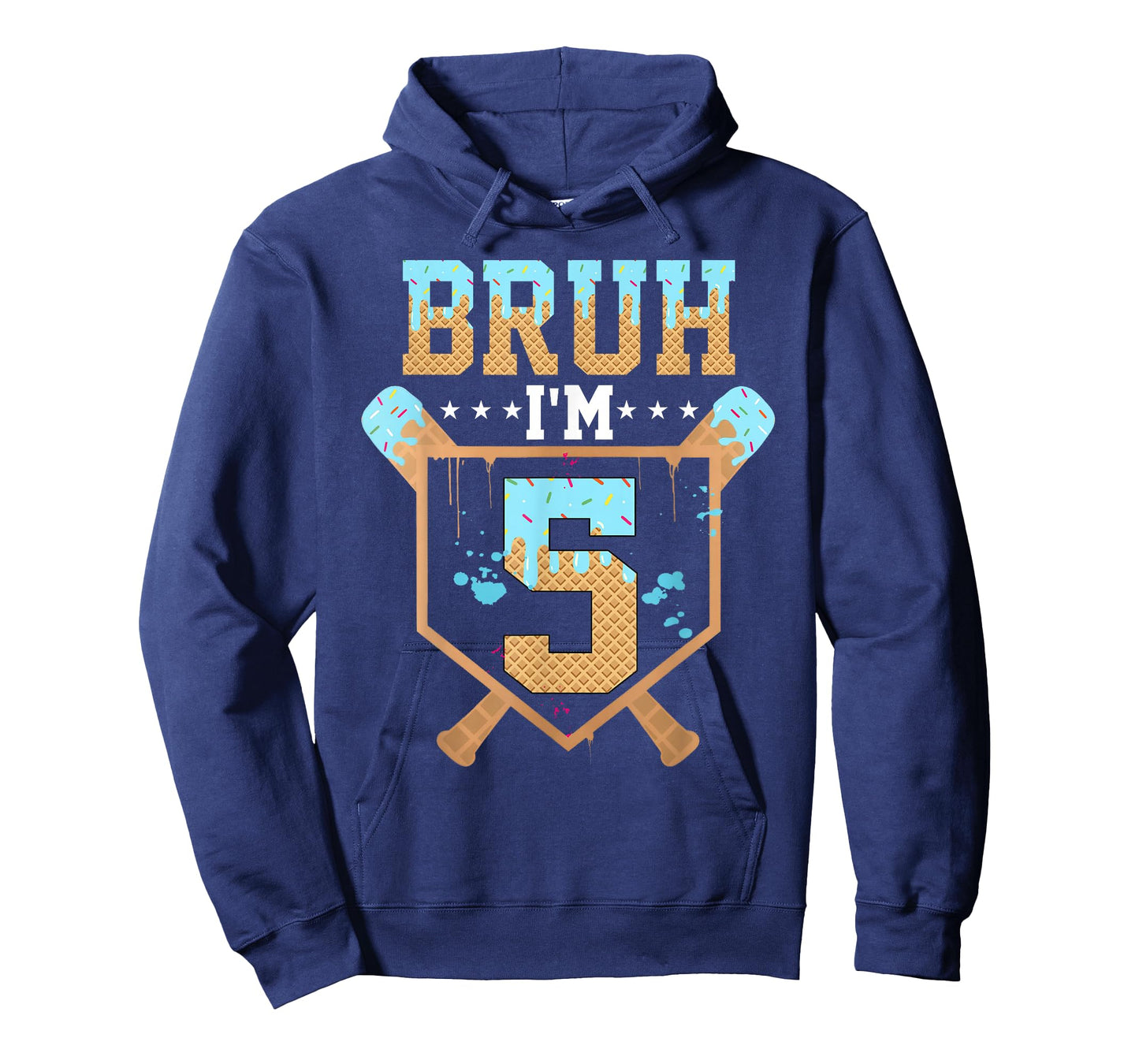 Bruh 5th Birthday Boy Baseball Ice Cream Drip 5 Year Old Boy T-Shirt