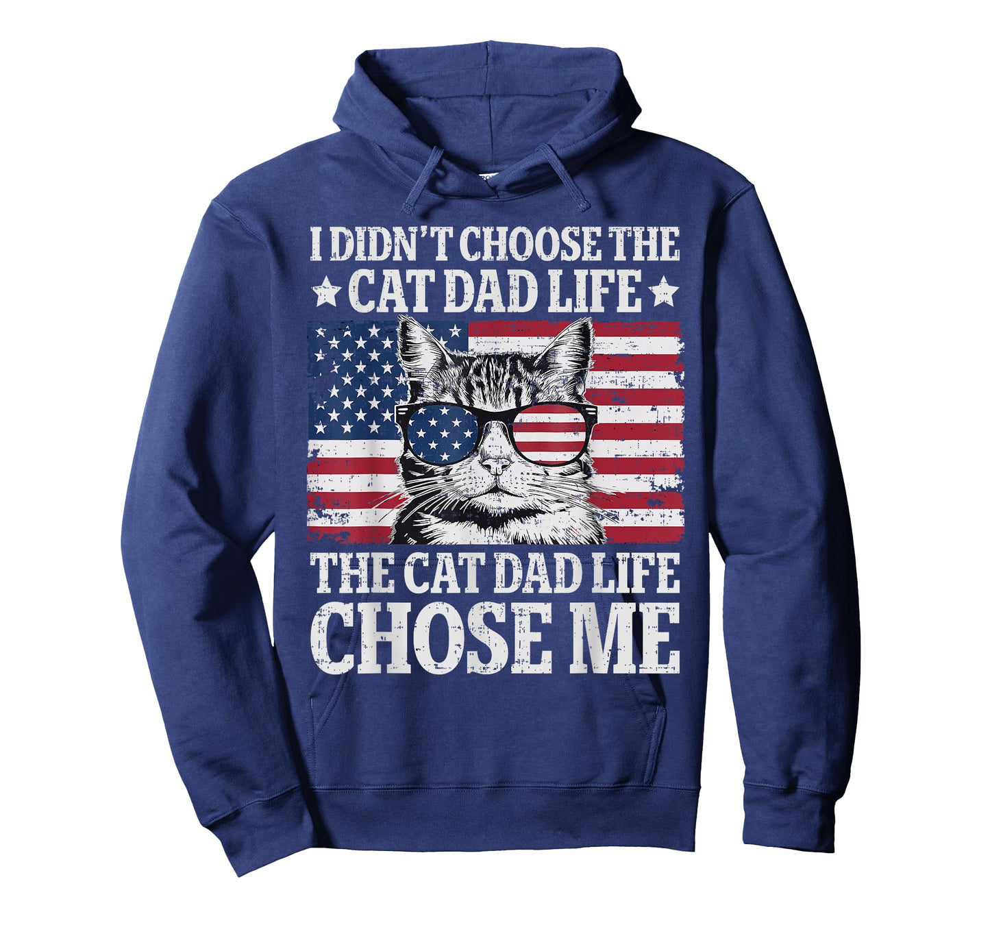 Vintage American Flag Cat Dad Father's Day Kitten Daddy T-Shirt
