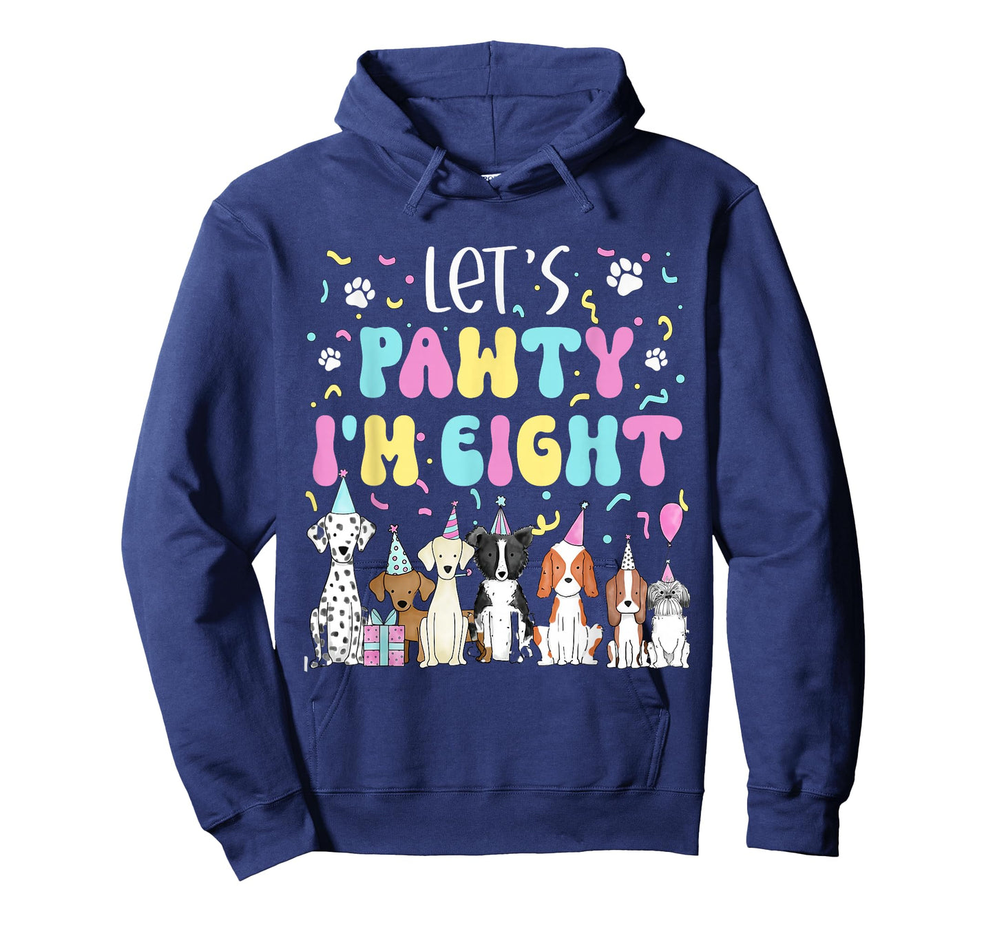 Kids Lets Pawty I'm Eight Pet Puppy Dog Theme Birthday Party T-Shirt