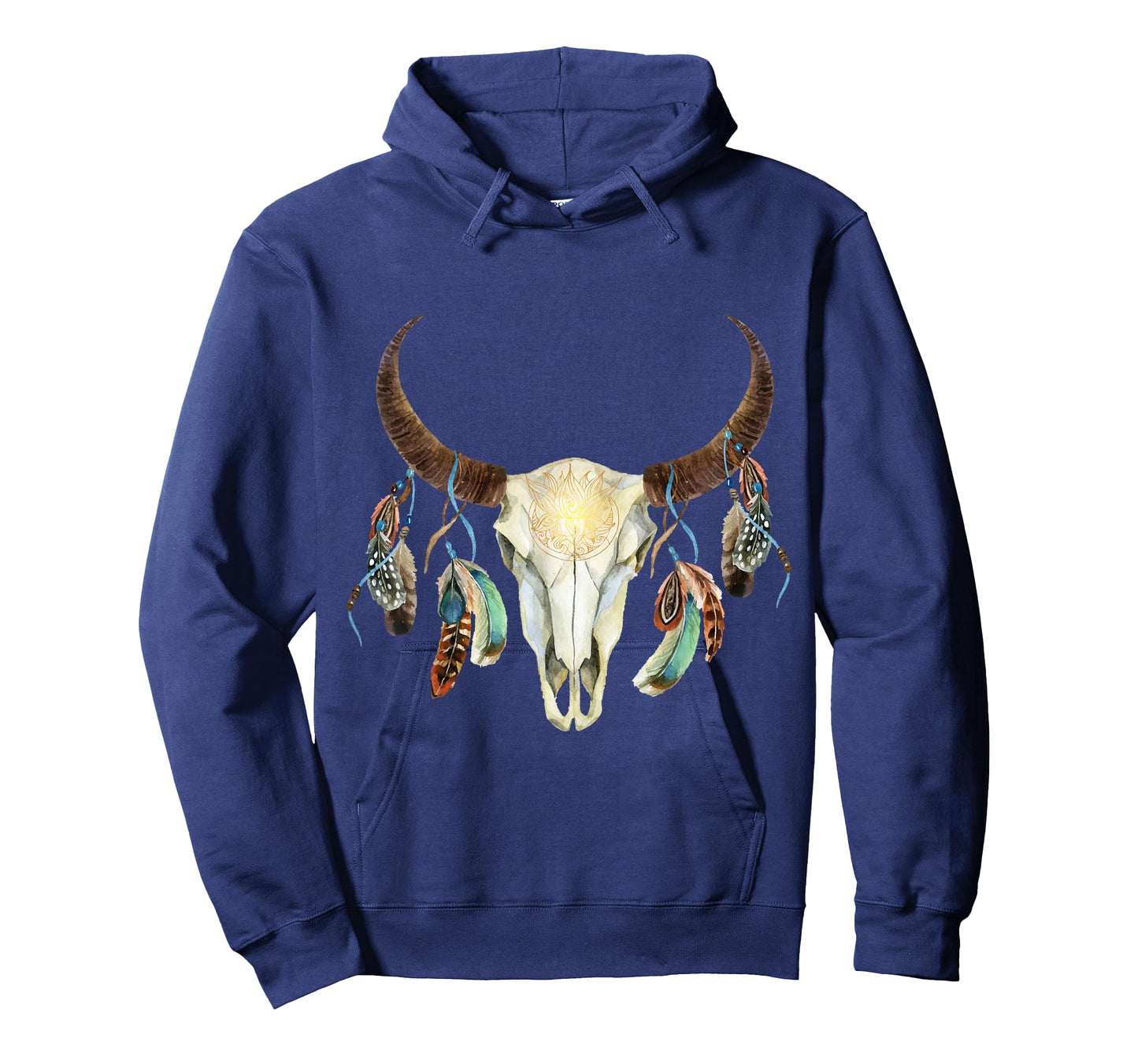 Longhorn Bull Skull Boho Life Cowboy Sunset Aztec Art T-Shirt