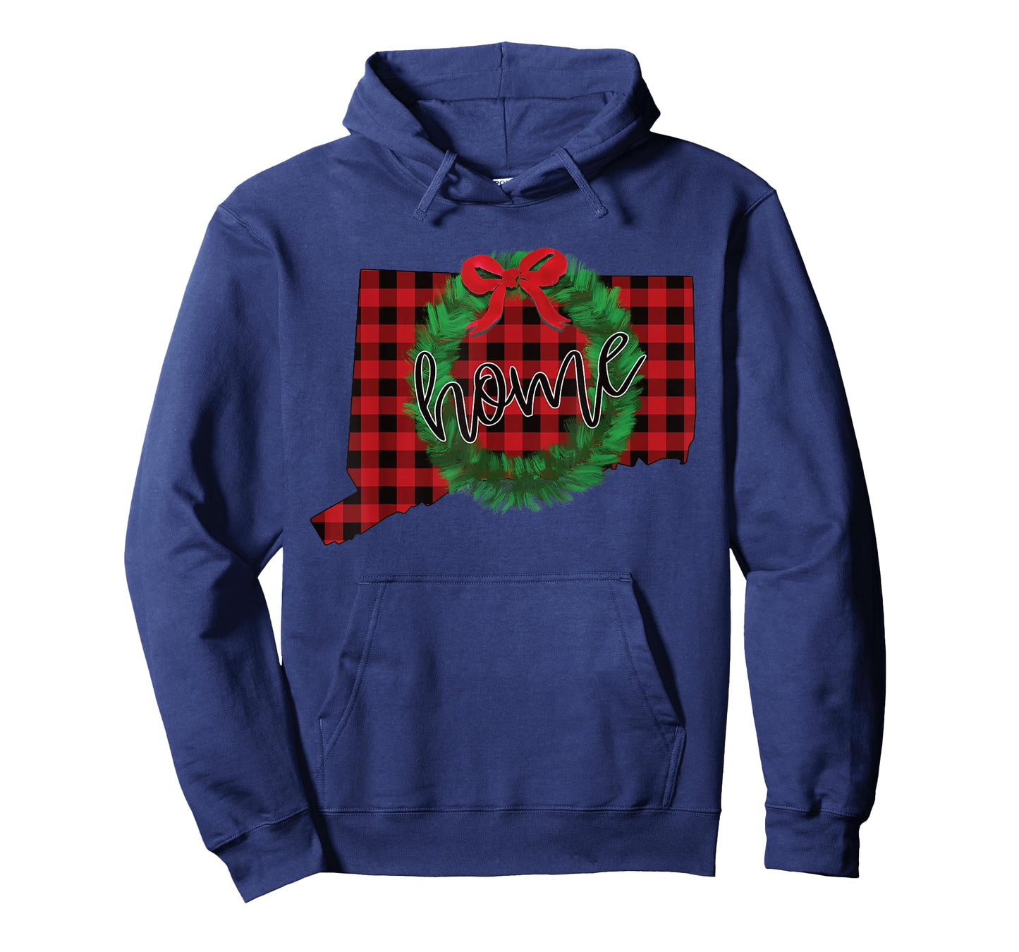 Connecticut Buffalo Plaid Christmas Home Wreath Retro T-Shirt