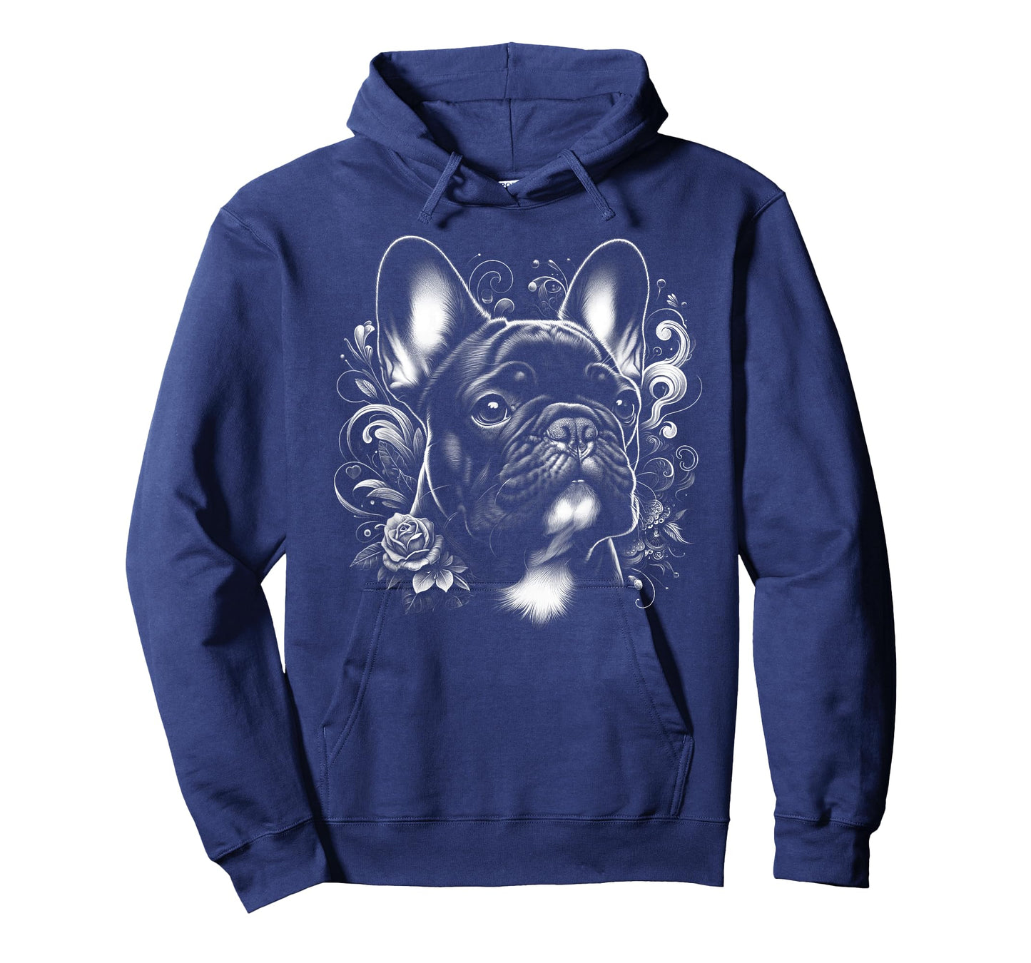 Cute French Bulldog with Flower Decoration T-Shirt for Men Women Kids