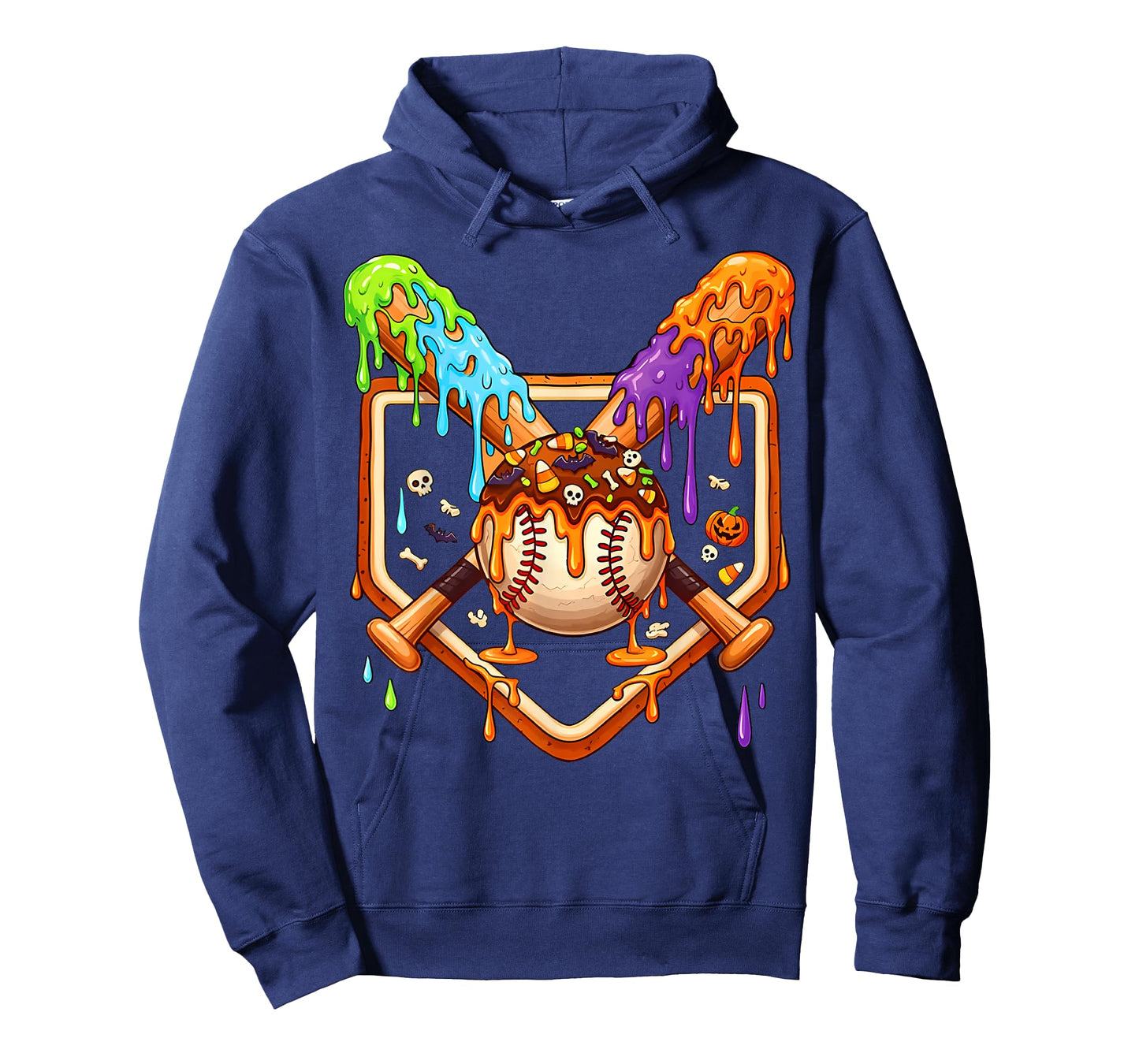 Spooky Baseball Ice Cream Drip Home Plate Dripping Halloween T-Shirt