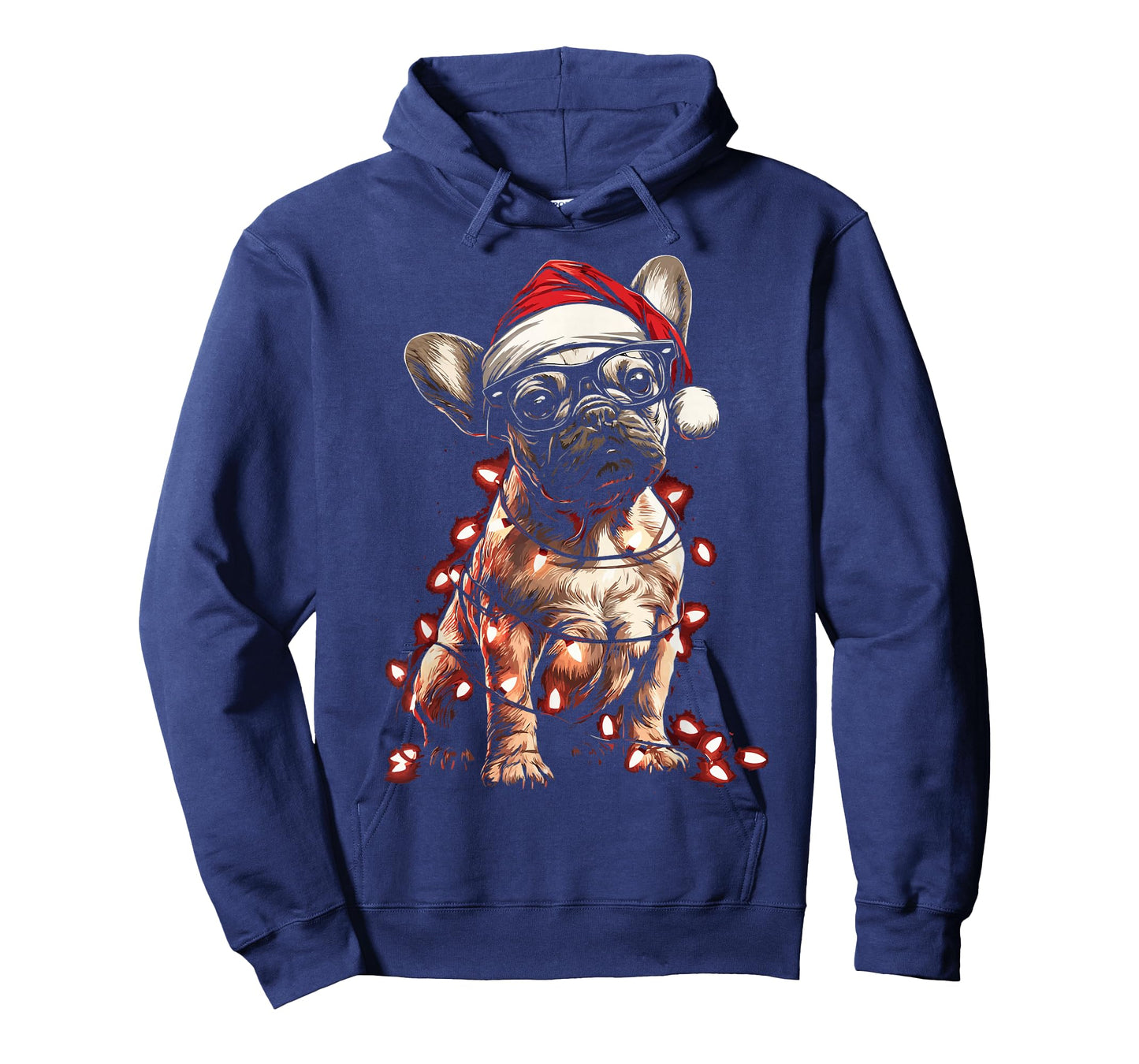 Christmas French Bulldog with Glasses Santa Hat Festive Dog T-Shirt