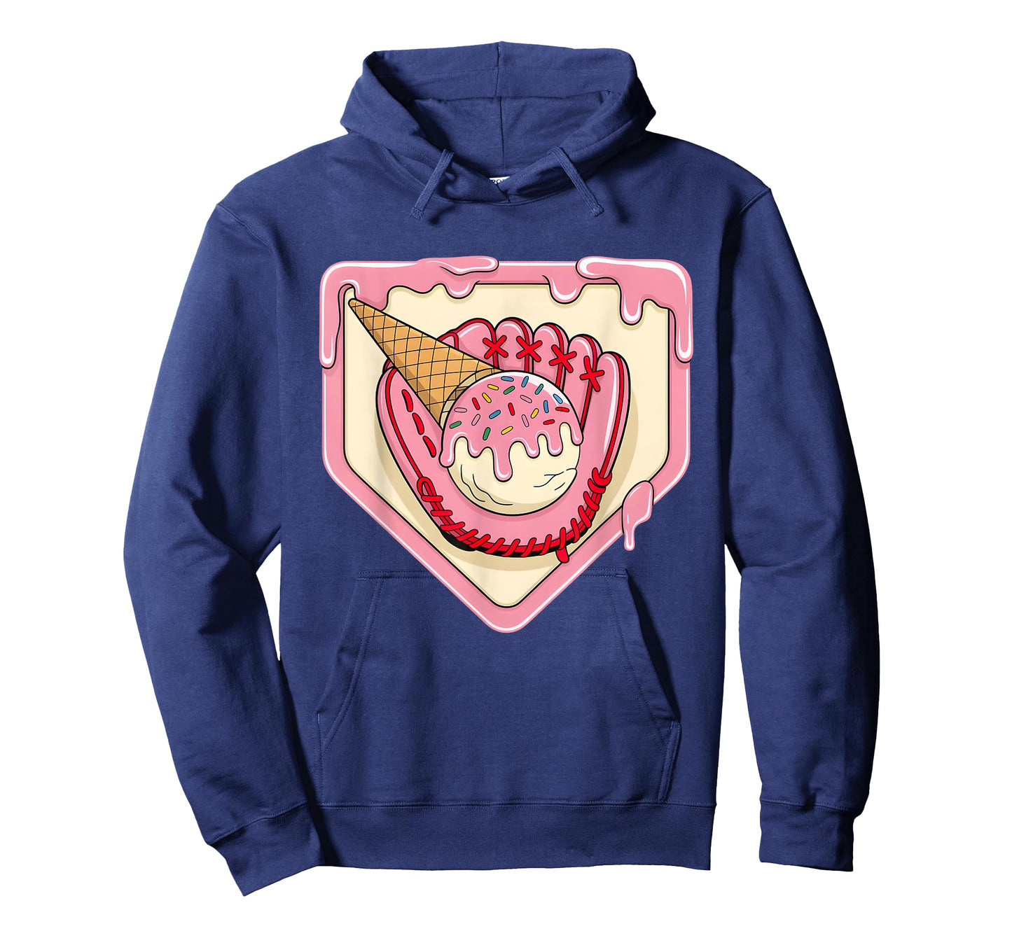 Baseball Home Plate Drip Donut Ice Cream Drip Flag American T-Shirt