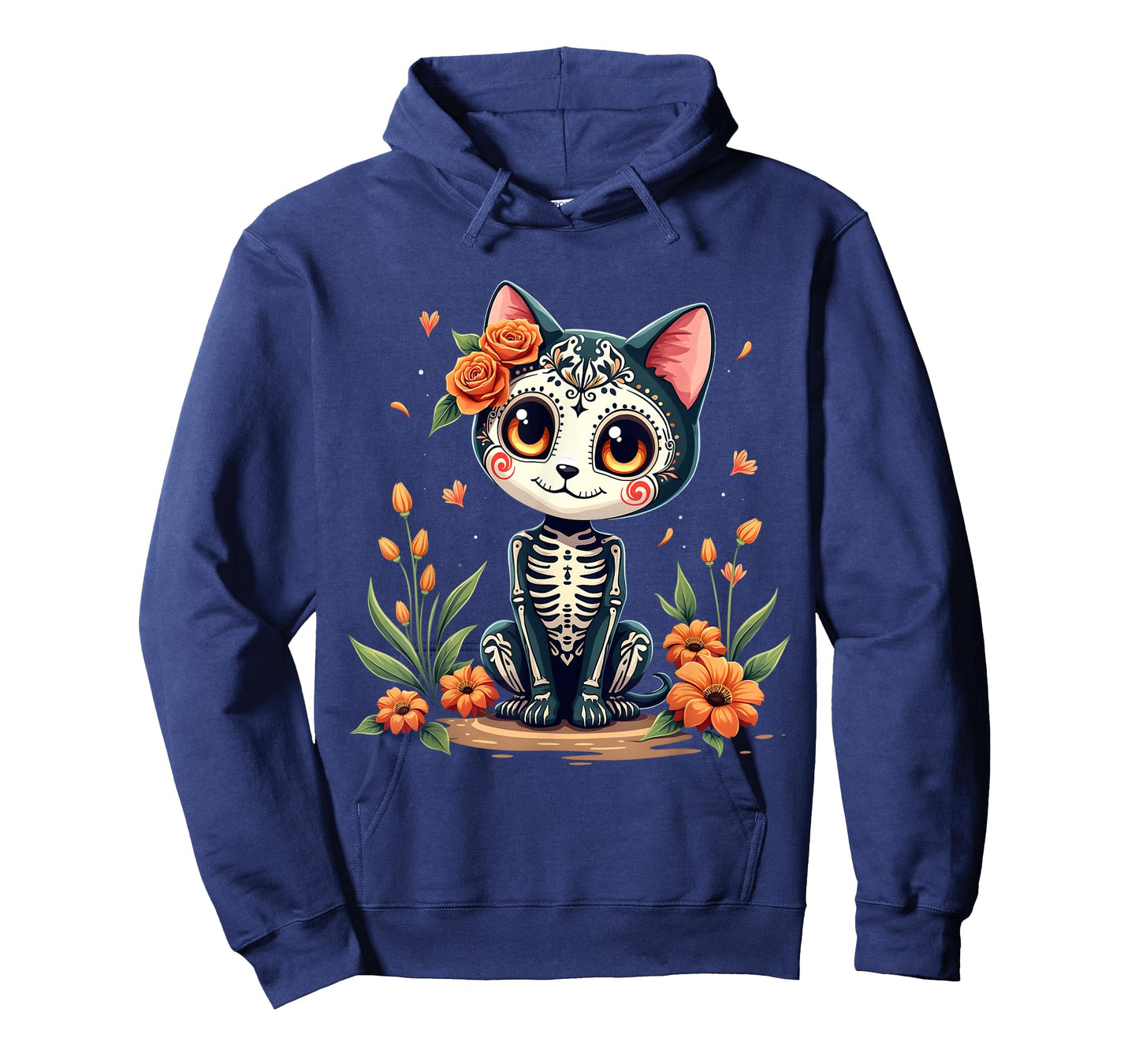 Colorful Sugar Skull Cat Tee Mexican Halloween T-Shirt