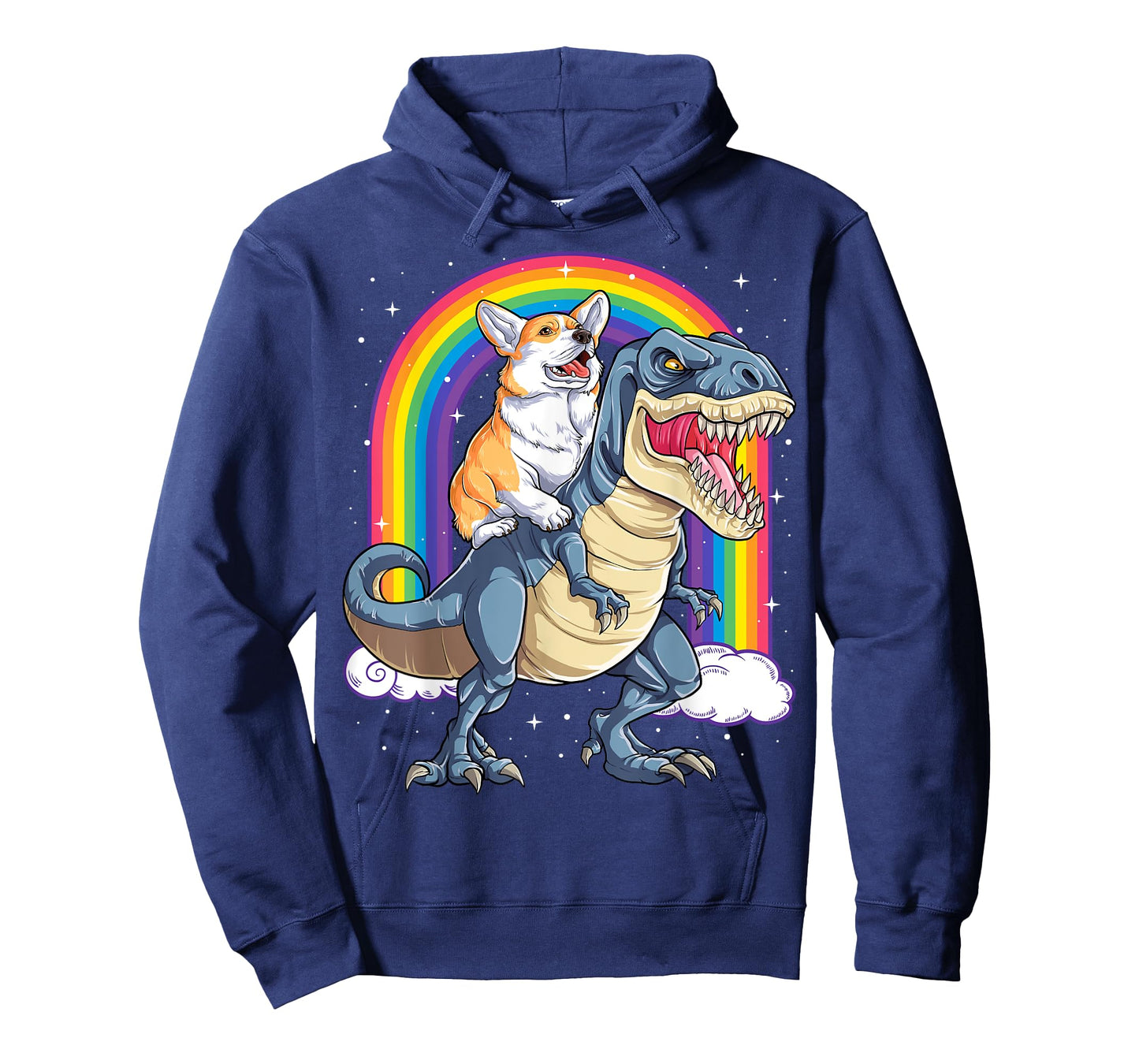 Corgi Riding Dinosaur T-rex Gifts Men Women Rainbow Funny T-Shirt