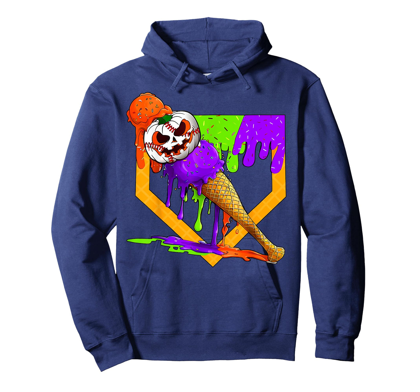 Baseball Ice Cream Cone Drip Home Plate Dripping Halloween T-Shirt