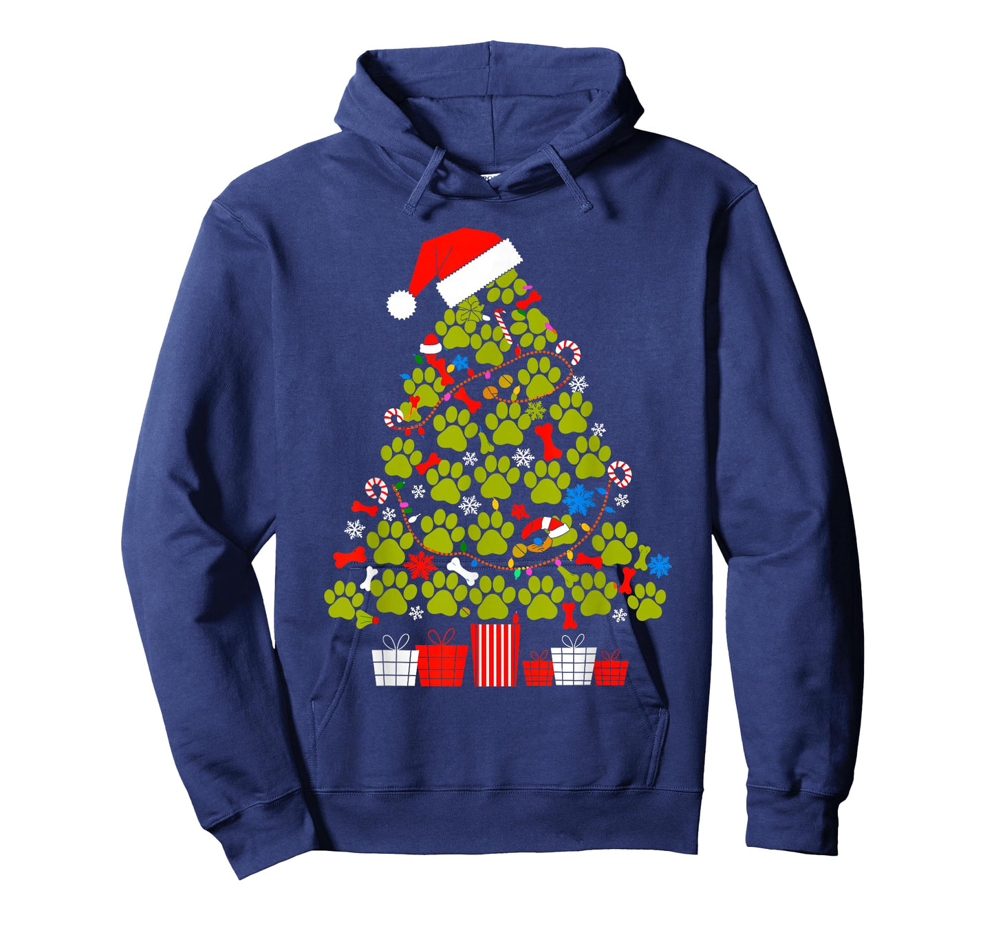Dog Paw Christmas Tree Funny Dog Lover Ugly Xmas Sweater T-Shirt