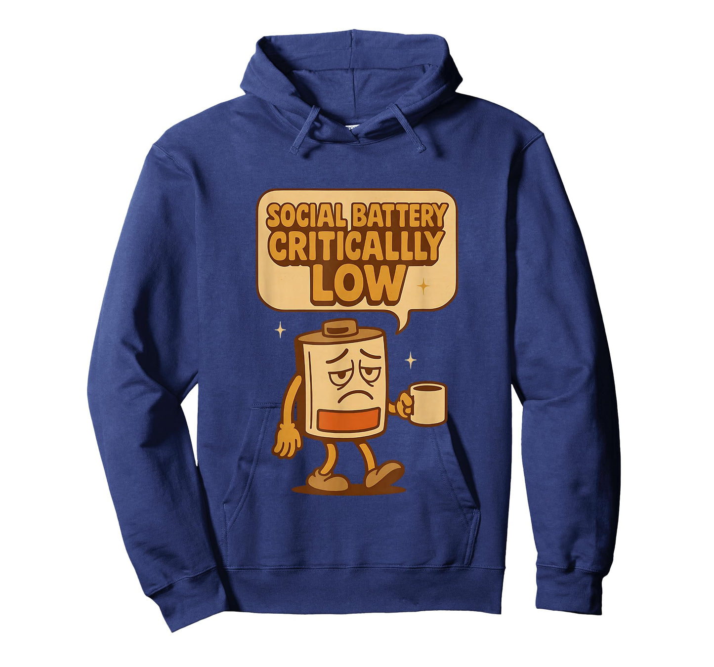 Social Battery Critically Low Funny Introvert Coffee Retro T-Shirt