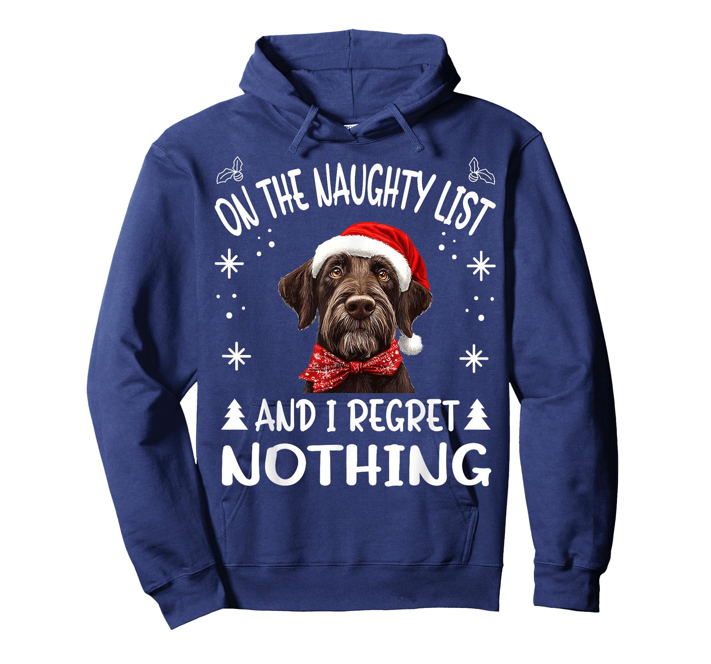 Cute German Wirehaired Pointer Dog Christmas On The Naughty T-Shirt