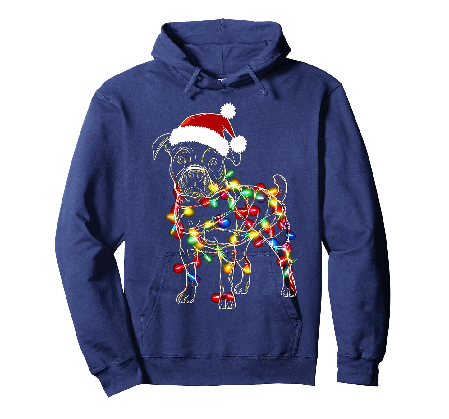 Funny Santa Pitbull Retriever Christmas Lights Dog Lover T-Shirt