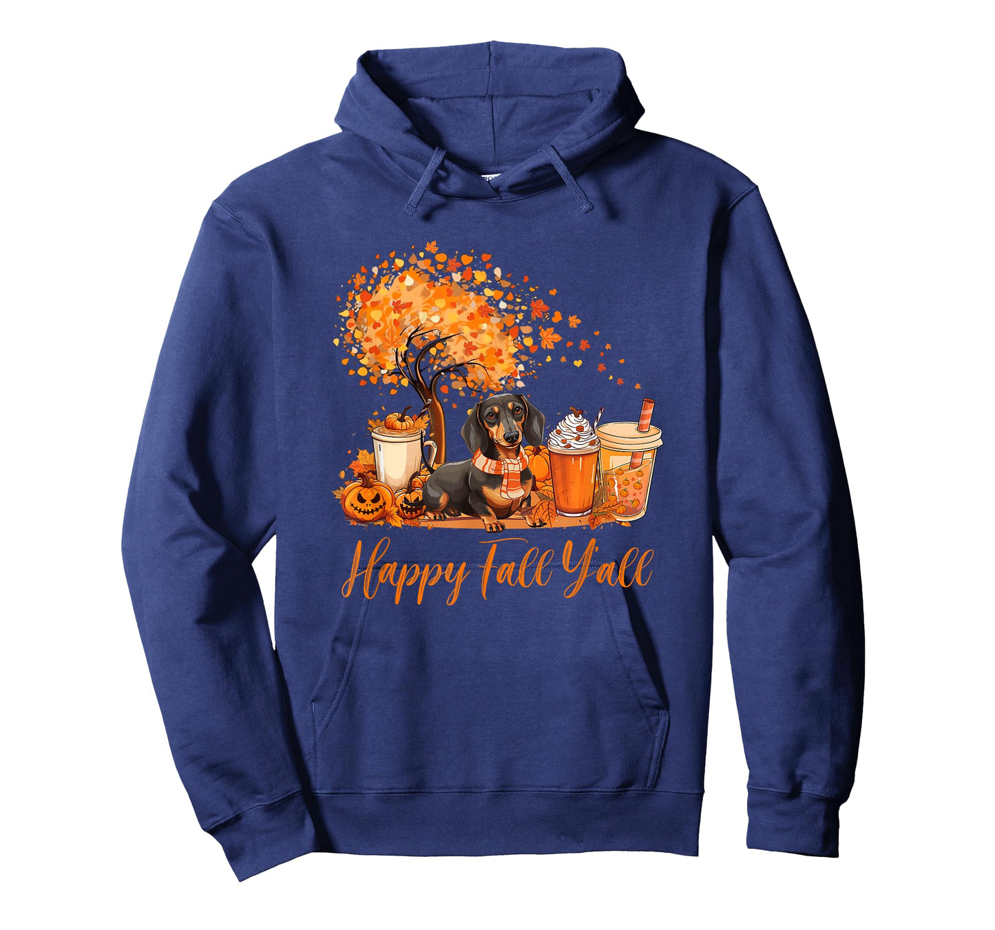 Happy Fall Y'all Dachshund Autumn Pumpkin Spice Latte T-Shirt
