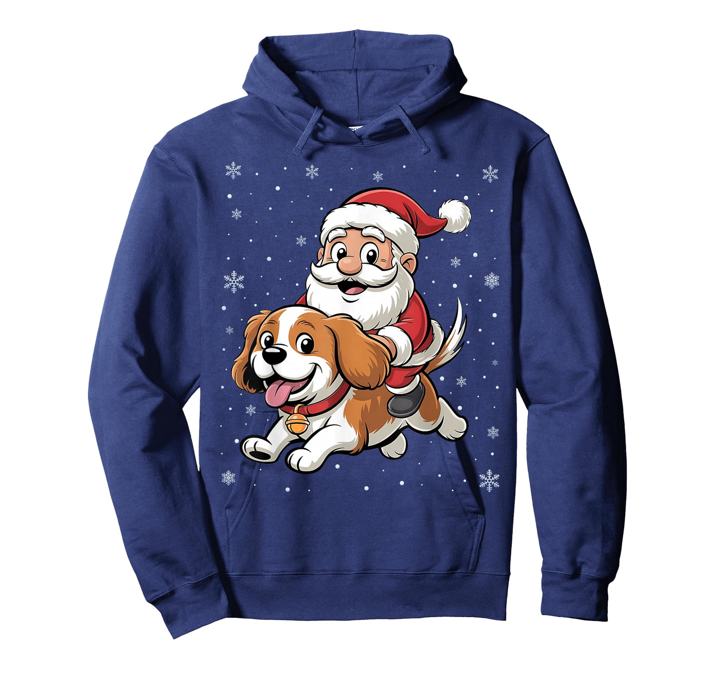 Santa Claus Riding Cavalier King Charles Spaniel Dog Xmas T-Shirt