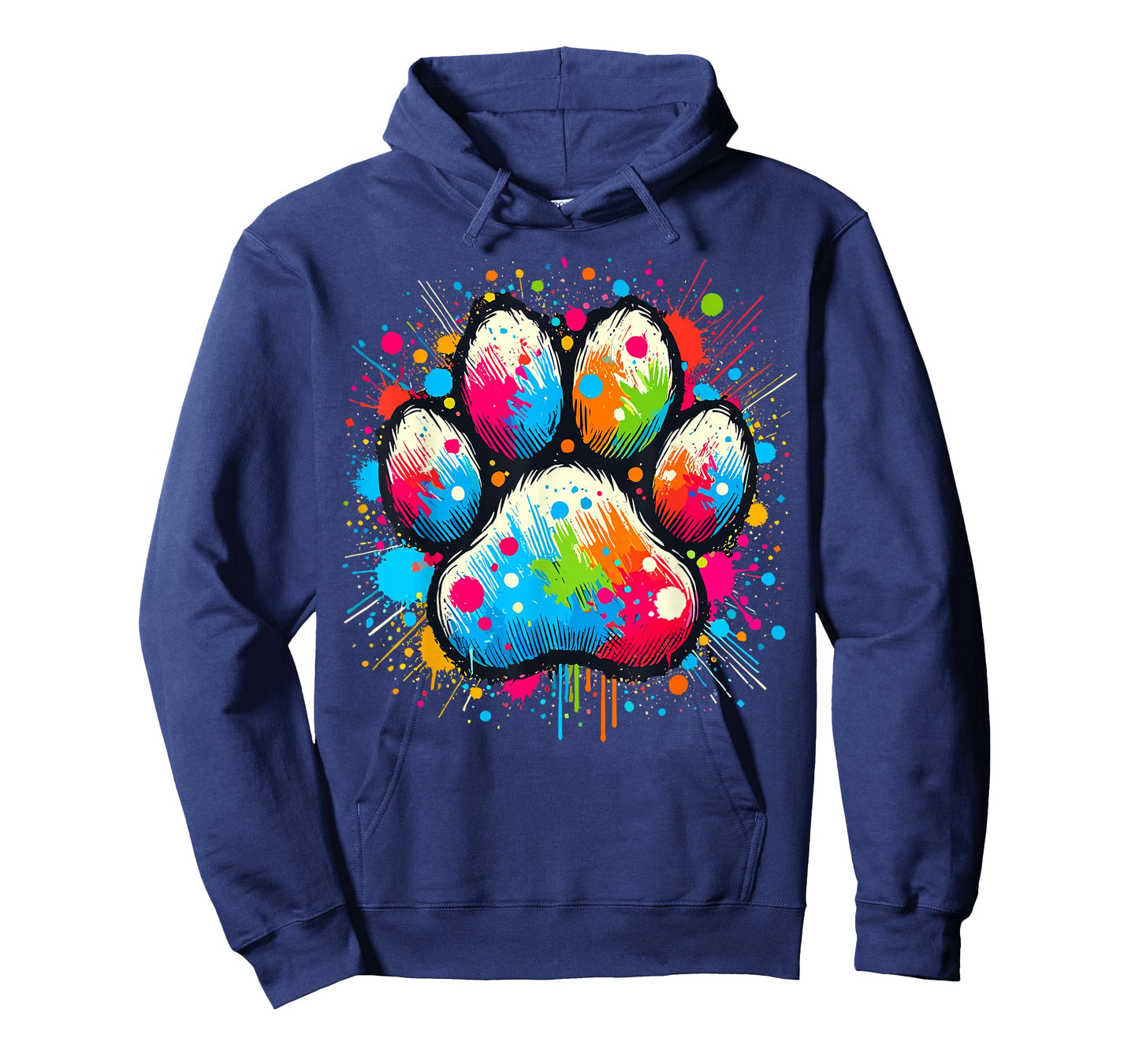 Dog Paw Lover Print Colorful Paw Dog T-Shirt, Unisex-Adults & Kids, Black, Small, Short Sleeve, Crew Neck, Classic Fit