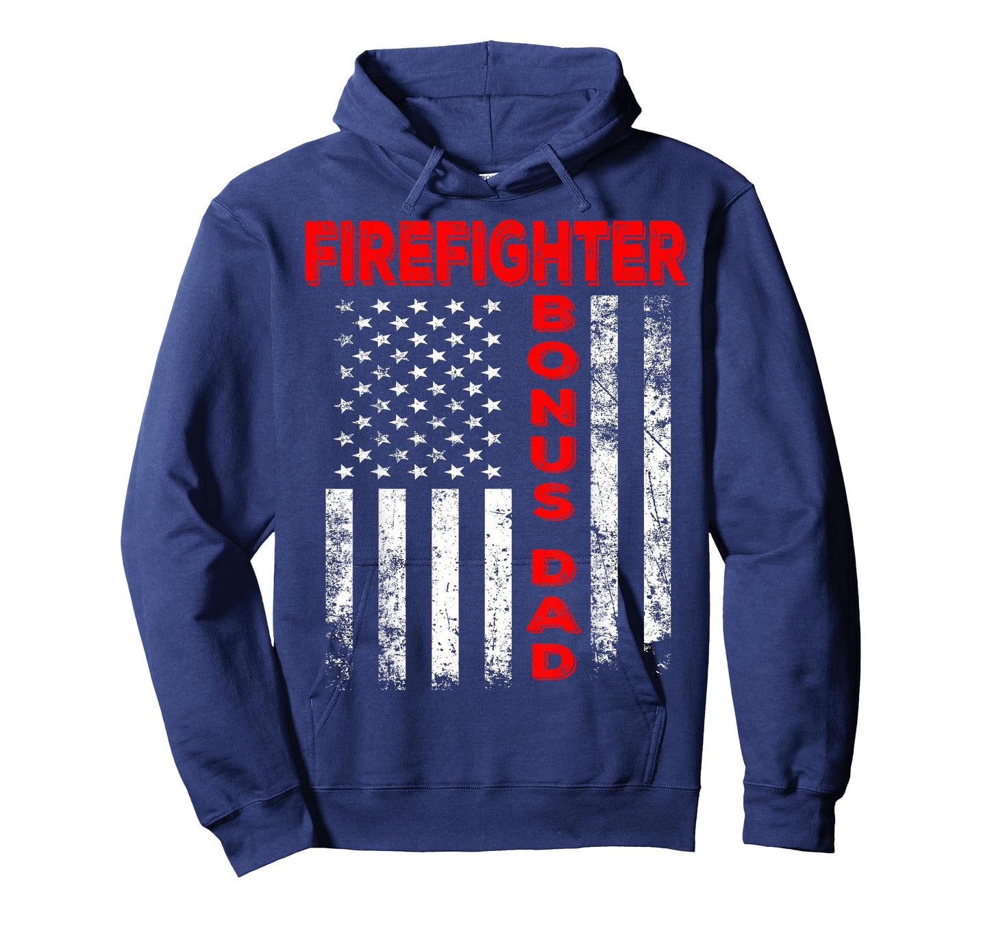 Firefighter Bonus Dad America Flag Father’s Day Vintage Xmas T-Shirt