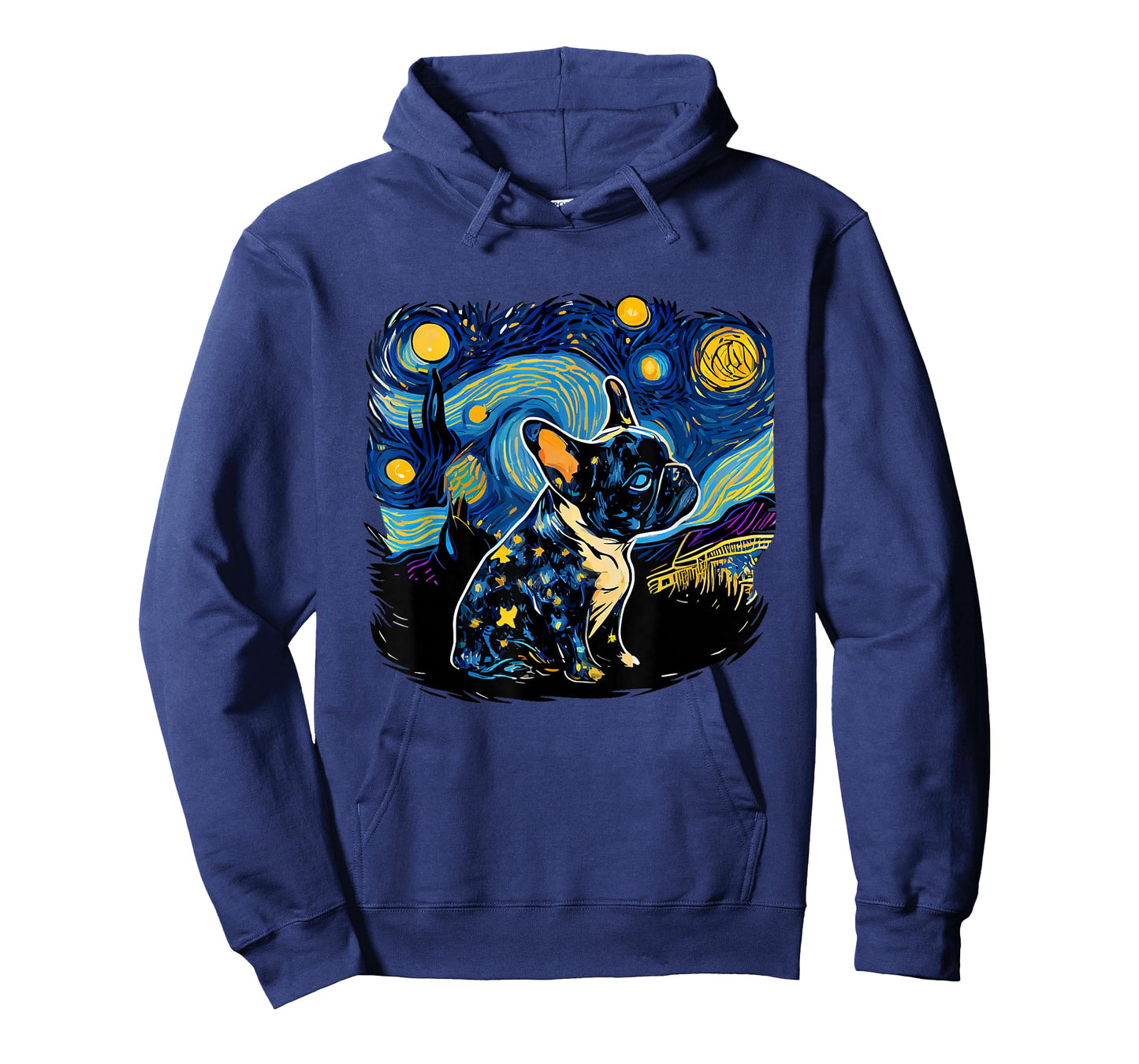Black Frenchie French Bulldog Starry Night Van Gogh Colorful T-Shirt