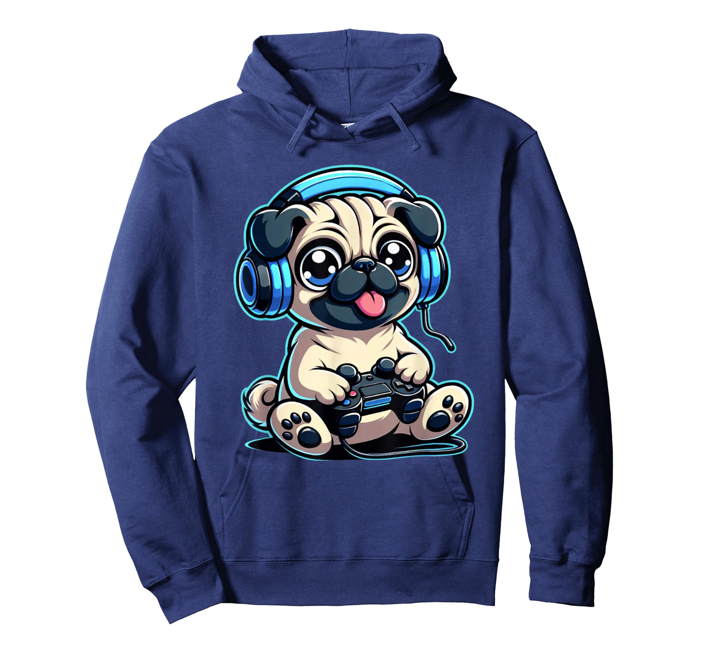 Funny Pug Gamer Dog Gaming Pug Pugs Video Game T-Shirt, Small, Black