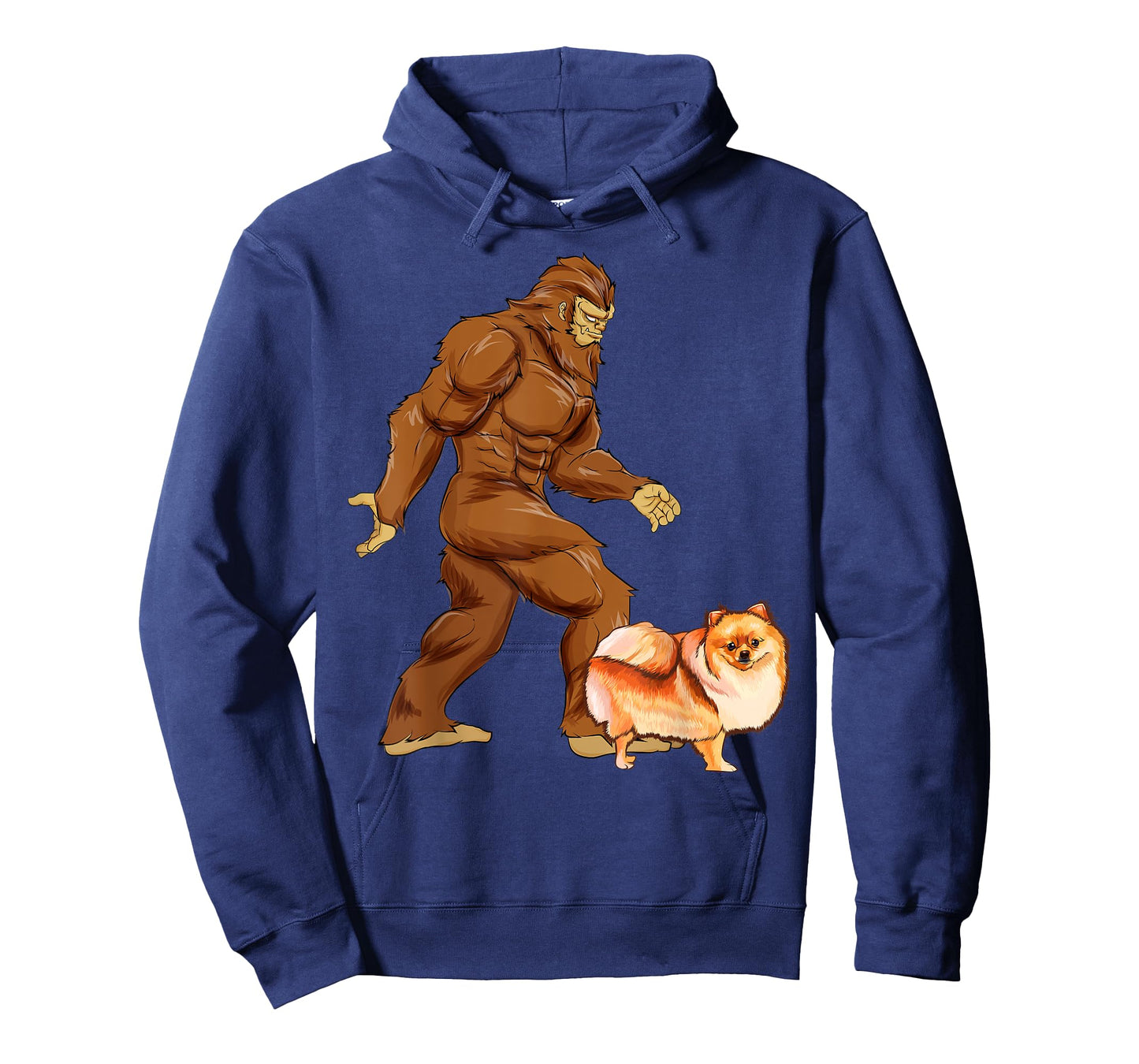 Funny Bigfoot Walking Pomeranian Sasquatch Dog T-Shirt for Men Women Kids