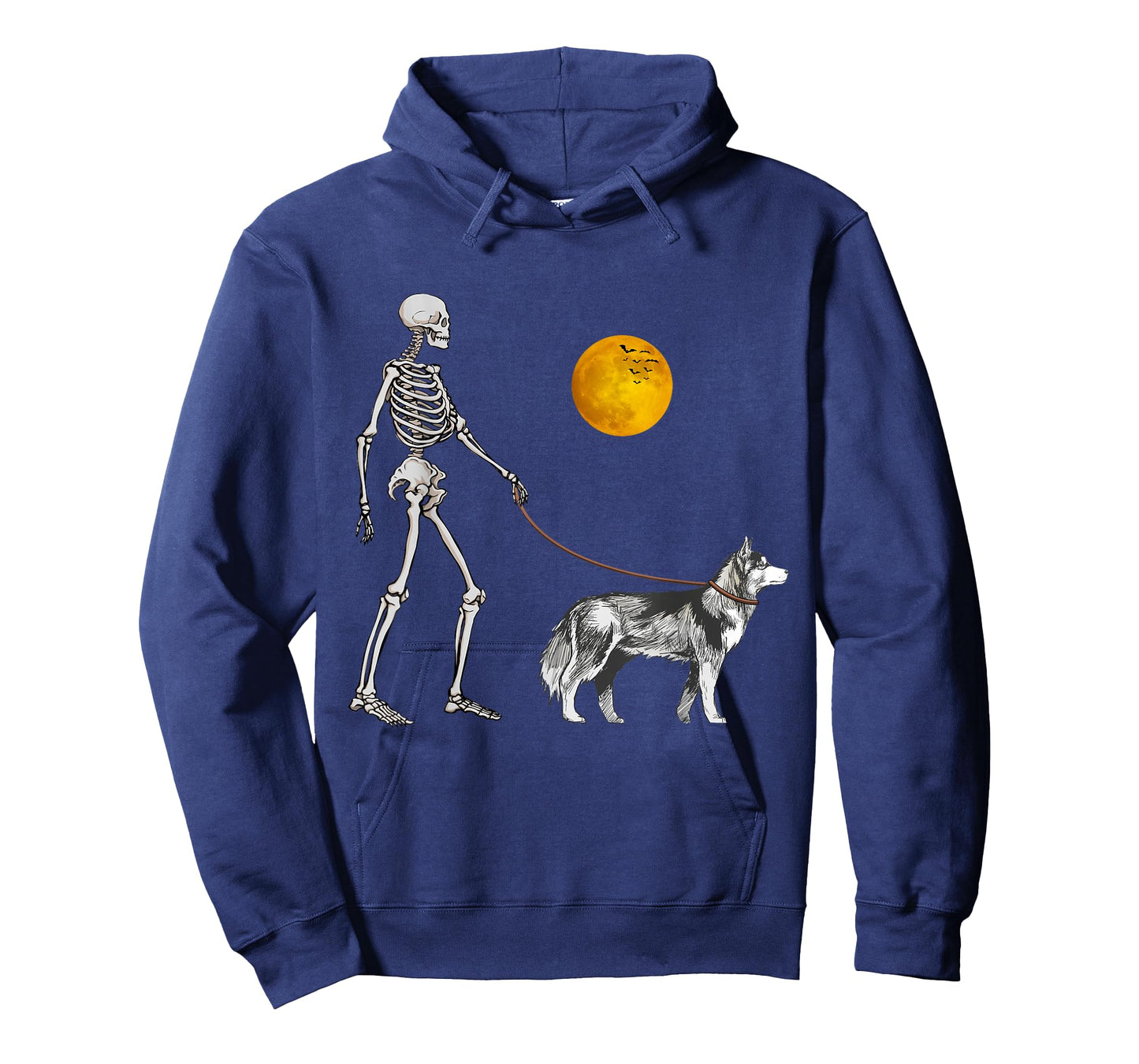 Siberian Husky Skeleton Dog Walking Halloween Costume T-Shirt