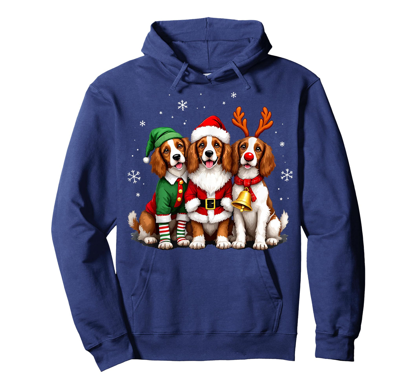 Brittany Spaniel Christmas Dogs Funny Santa Reindeer Elf T-Shirt