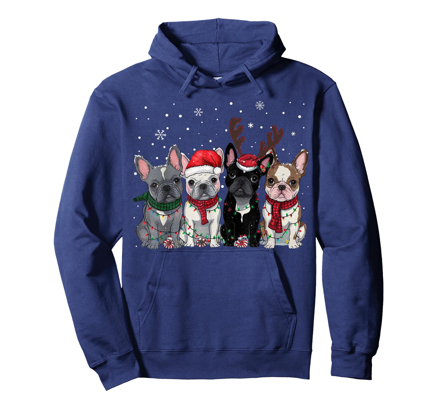 Christmas Lights French Bulldogs Xmas Frenchie Dog Men Kids T-Shirt