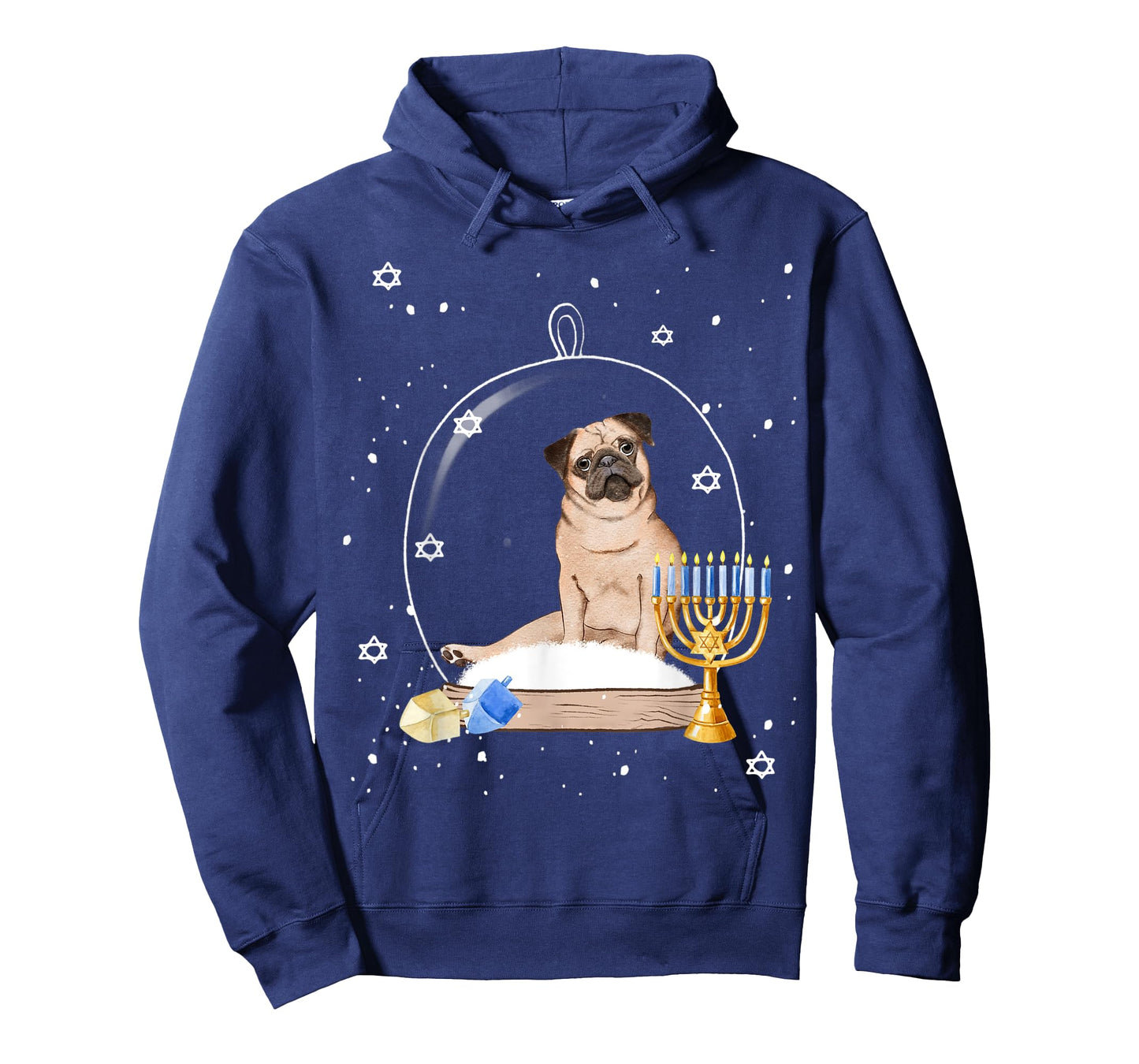 Hanukkah Pug Dog Snow Globe Pajama T-Shirt for Men Women Kids
