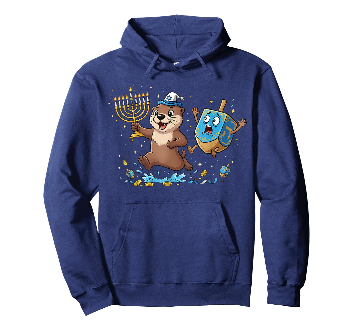 Funny Otter Dreidel Menorah Hanukkah Kids Womens Mens T-Shirt