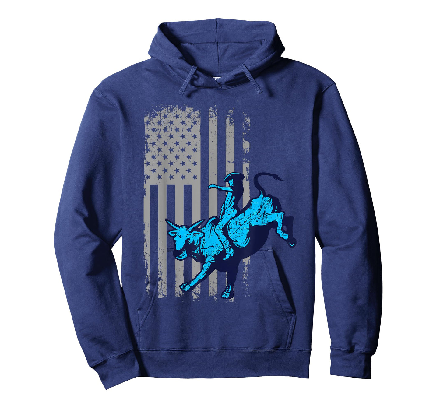 Vintage American Flag Bucking Bull Riding Patriotism Rodeo Women Kids Men T-Shirt